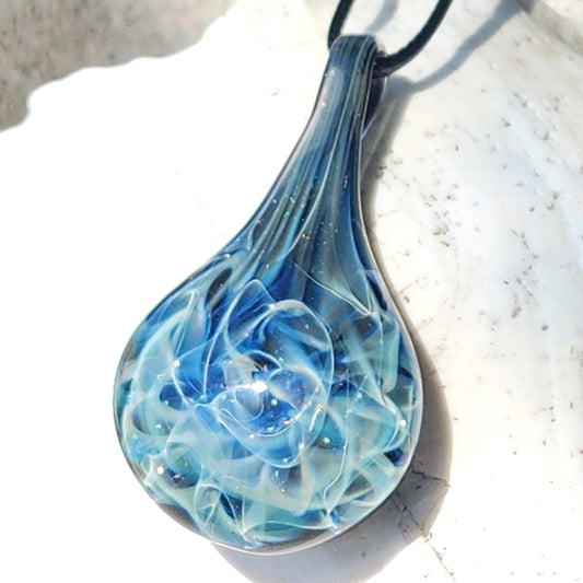 Blown Glass Pendant Necklace, Galaxy Glass Pendant DragonFireGlass