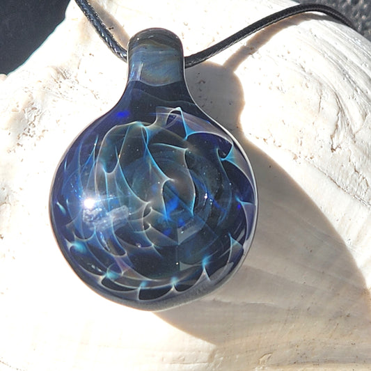 Blown Glass Pendant Necklace -  Galaxy Glass Pendant DragonFireGlass