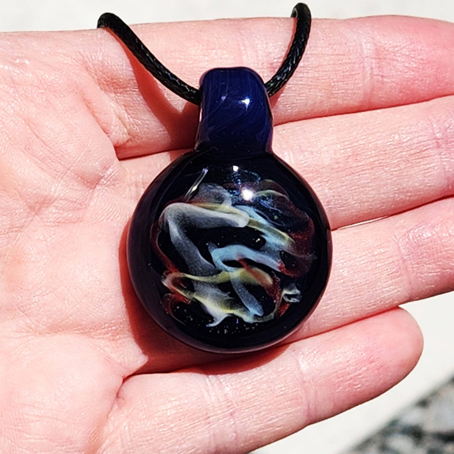 Blown Glass Pendant Necklace: Sparkling Borosilicate Handmade Jewelry DragonFireGlass