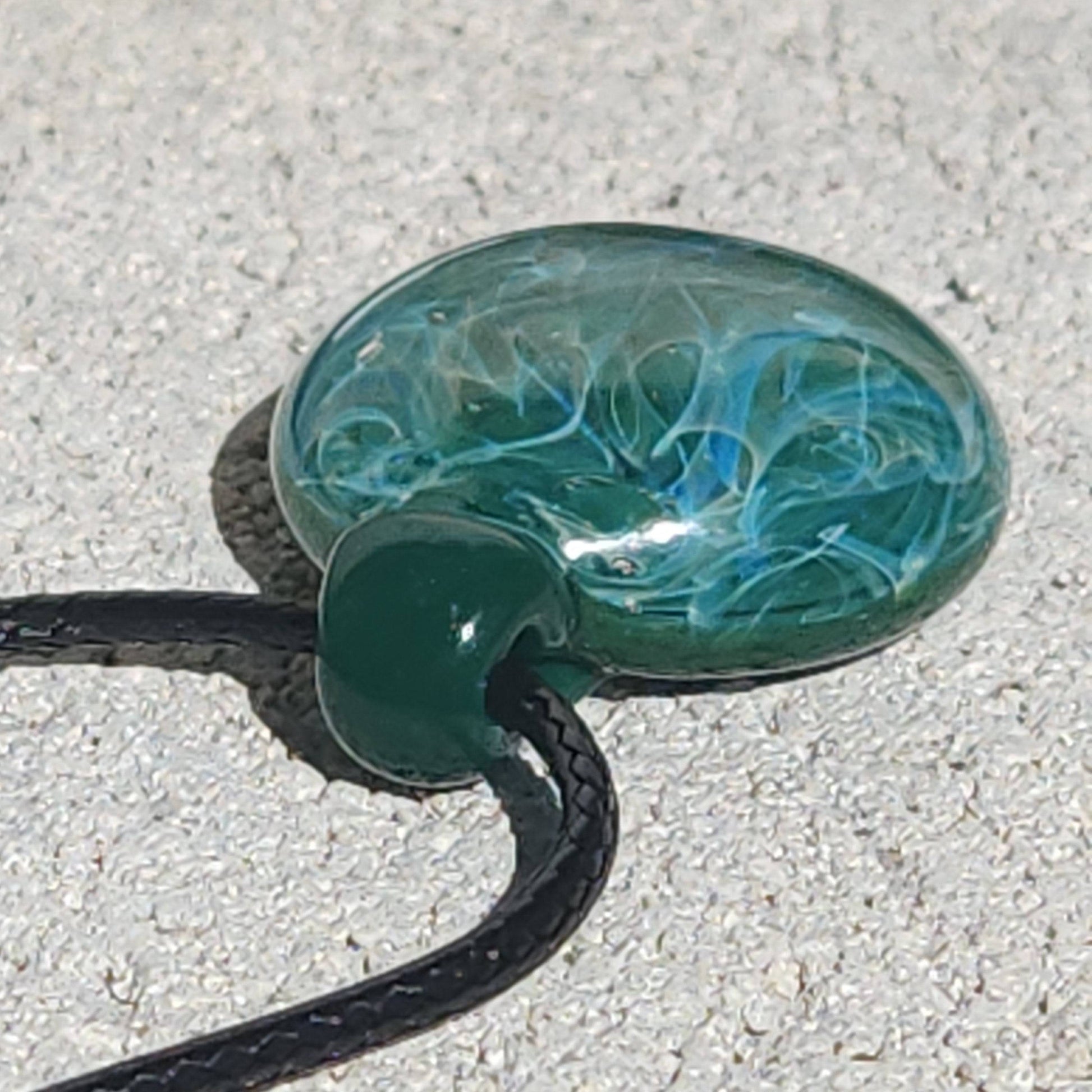 Blown glass ocean turquoise pendant necklace DragonFireGlass