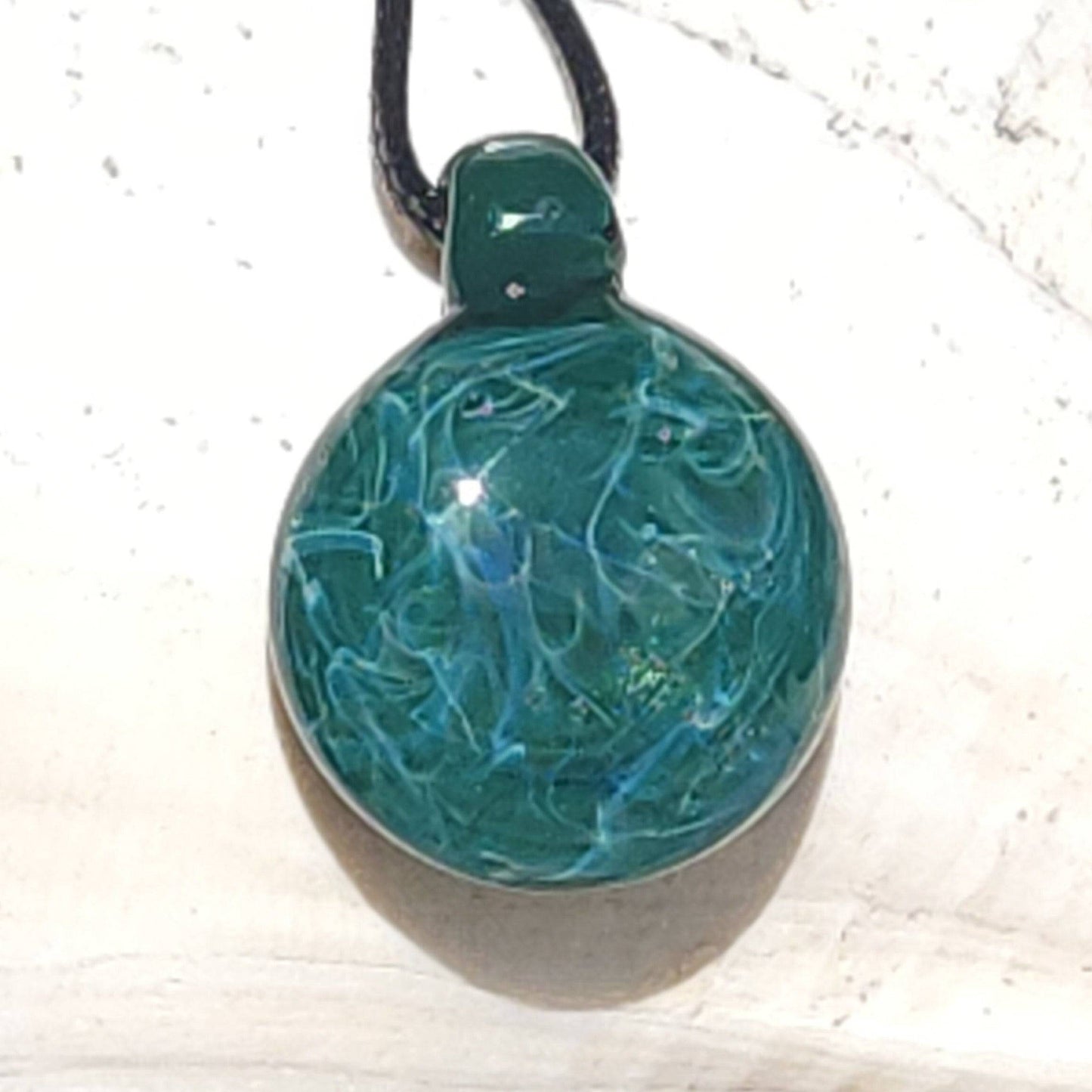 Blown glass ocean turquoise pendant necklace DragonFireGlass