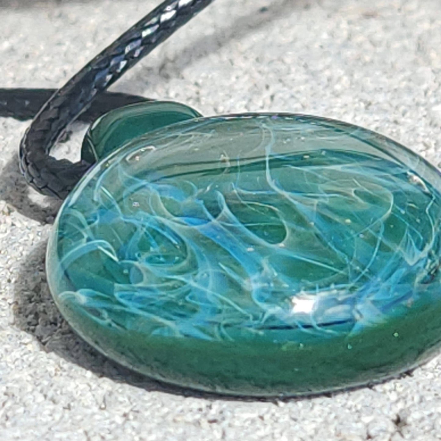 Blown glass ocean turquoise pendant necklace DragonFireGlass