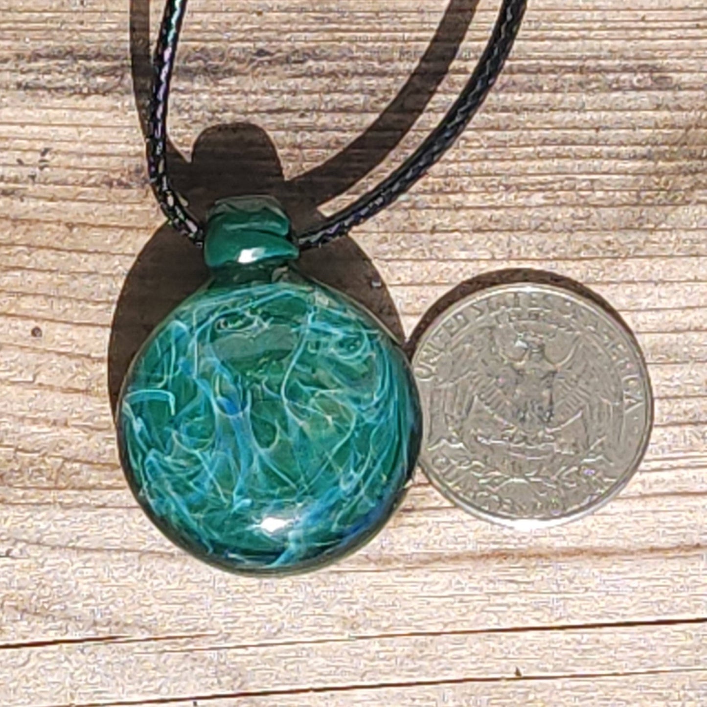 Blown glass ocean turquoise pendant necklace DragonFireGlass