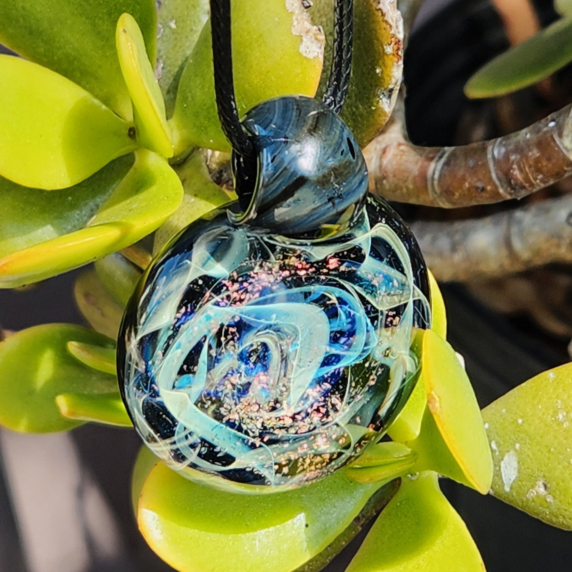 Dichroic Glass Pendant Necklace, Trippy Handmade Jewelry DragonFireGlass