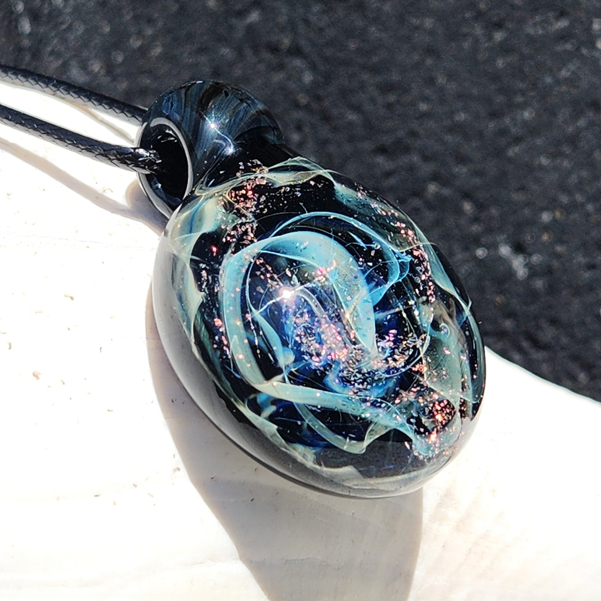 Dichroic Glass Pendant Necklace, Trippy Handmade Jewelry DragonFireGlass