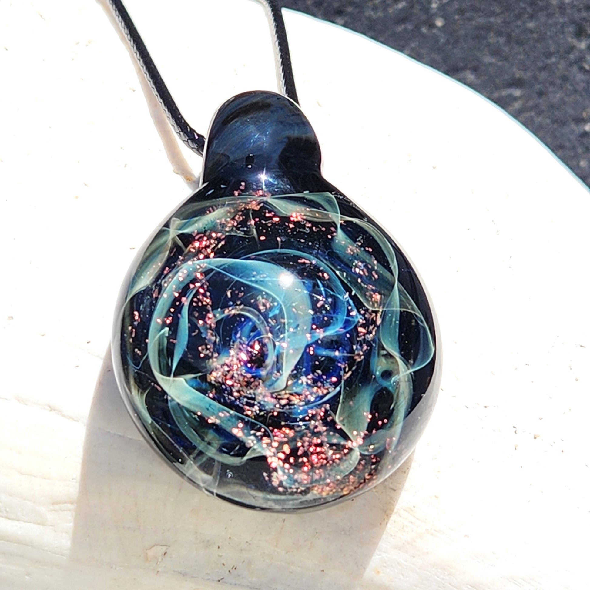 Dichroic Glass Pendant Necklace, Trippy Handmade Jewelry DragonFireGlass