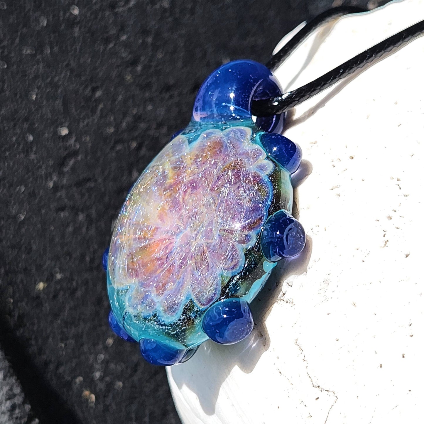 On Sale Now. Glass Pendant Necklace, Trippy Handmade Dichroic Glass Pendant DragonFireGlass