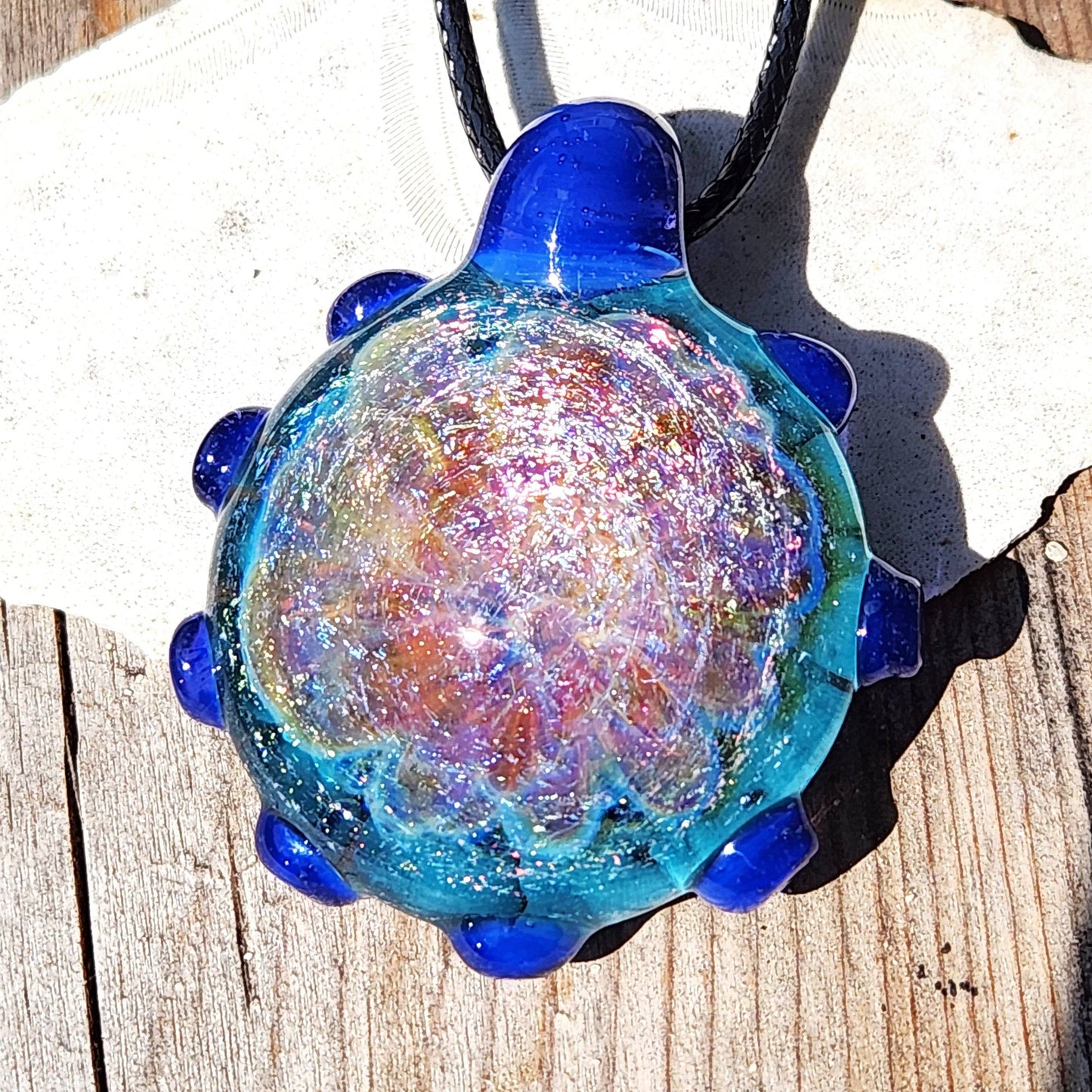 On Sale Now. Glass Pendant Necklace, Trippy Handmade Dichroic Glass Pendant DragonFireGlass