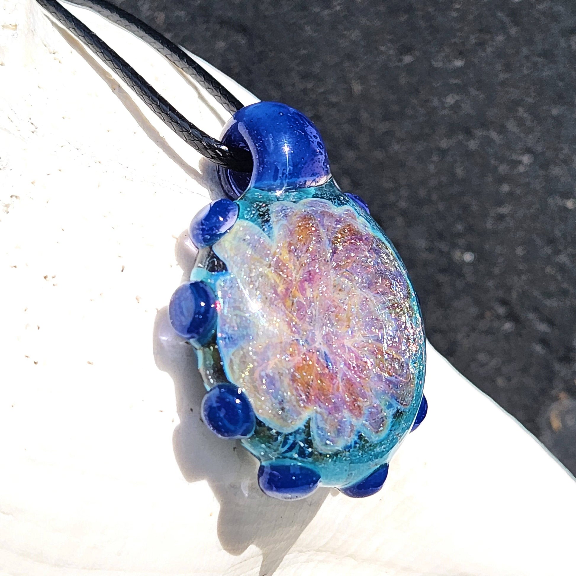 On Sale Now. Glass Pendant Necklace, Trippy Handmade Dichroic Glass Pendant DragonFireGlass