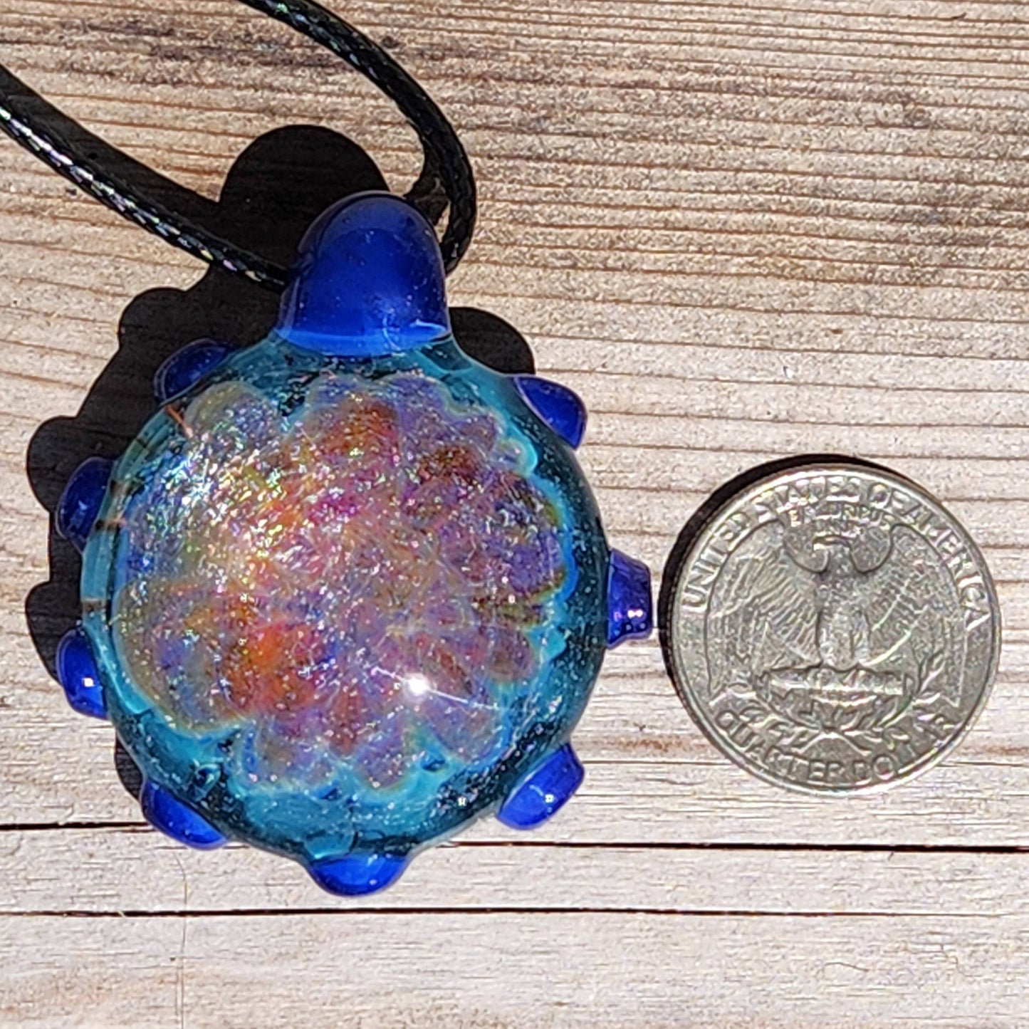 On Sale Now. Glass Pendant Necklace, Trippy Handmade Dichroic Glass Pendant DragonFireGlass