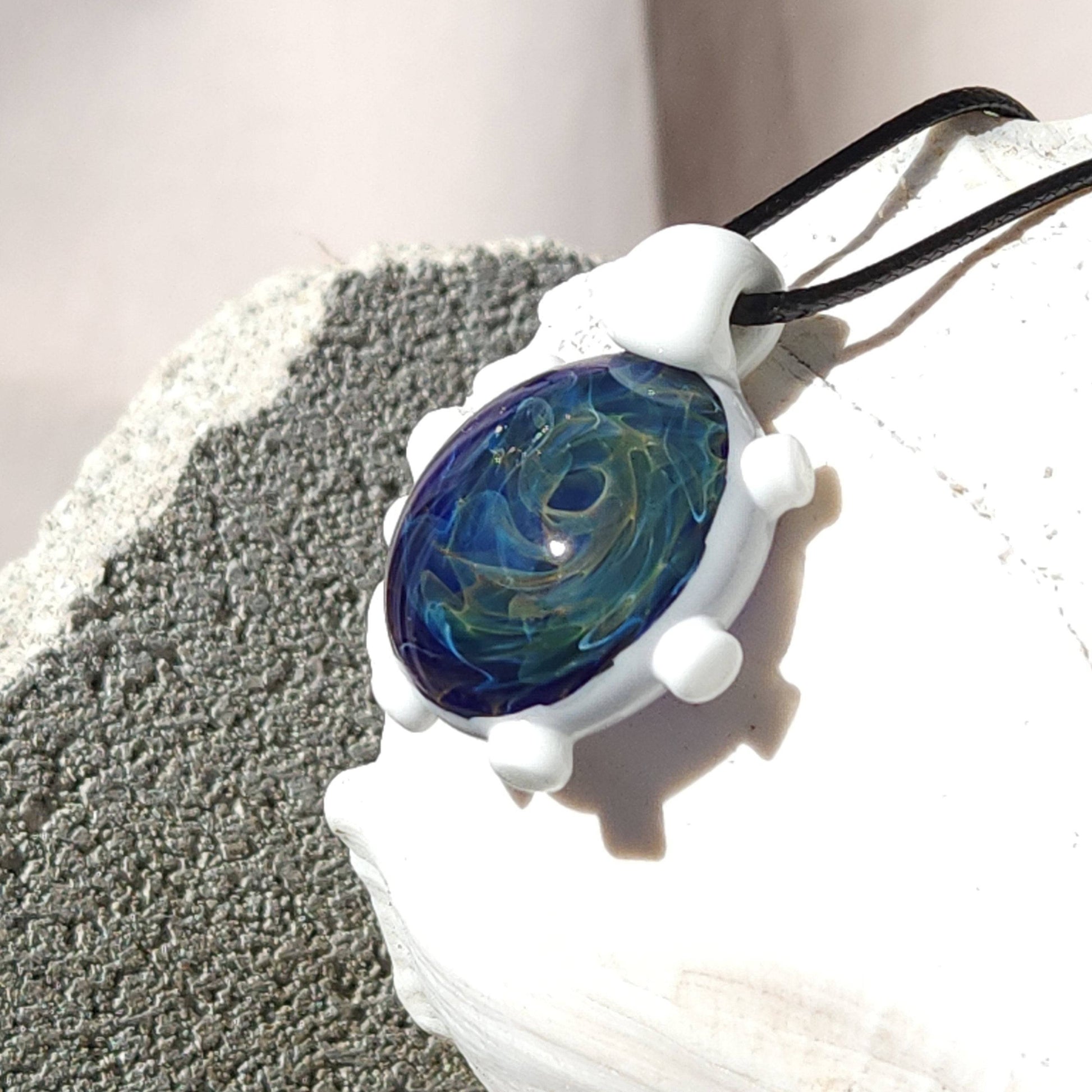 Glass pendant necklace, Blown glass jewelry, Heady glass DragonFireGlass