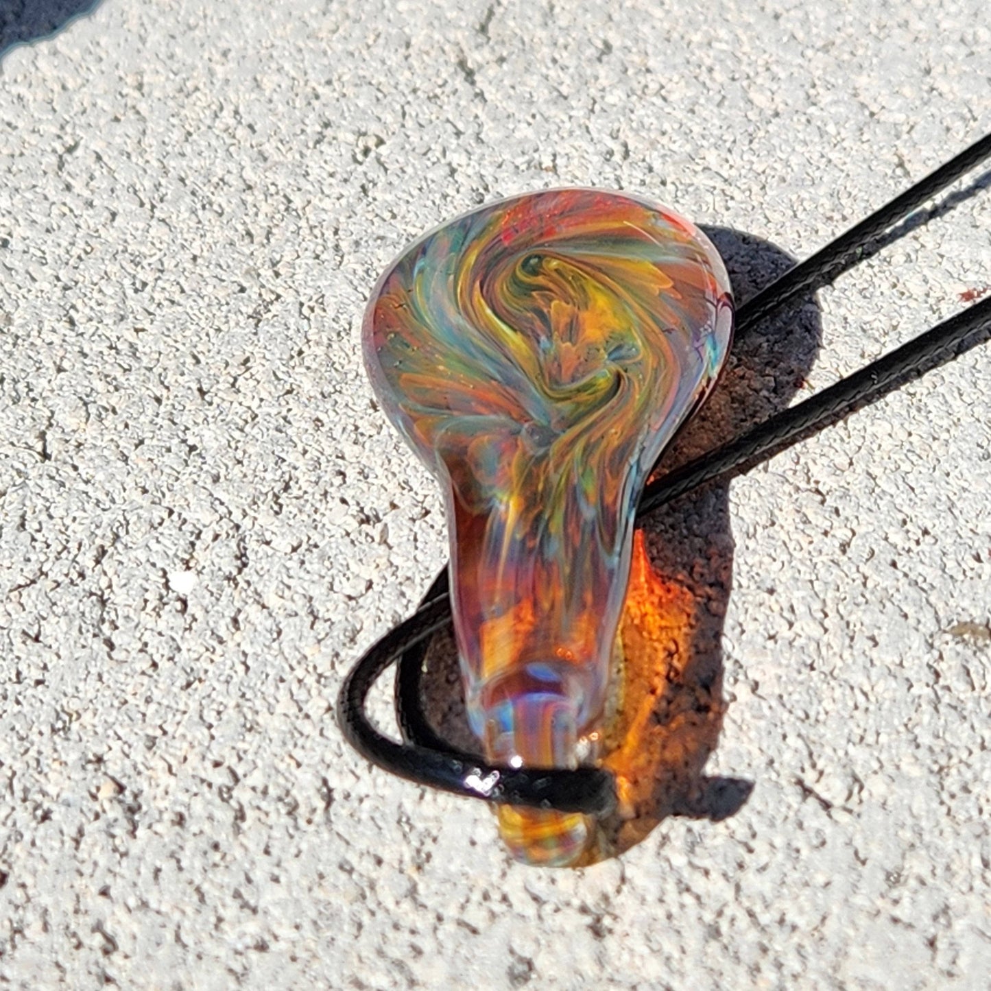 Handmade Heady Glass Tear Drop Pendant Necklace DragonFireGlass