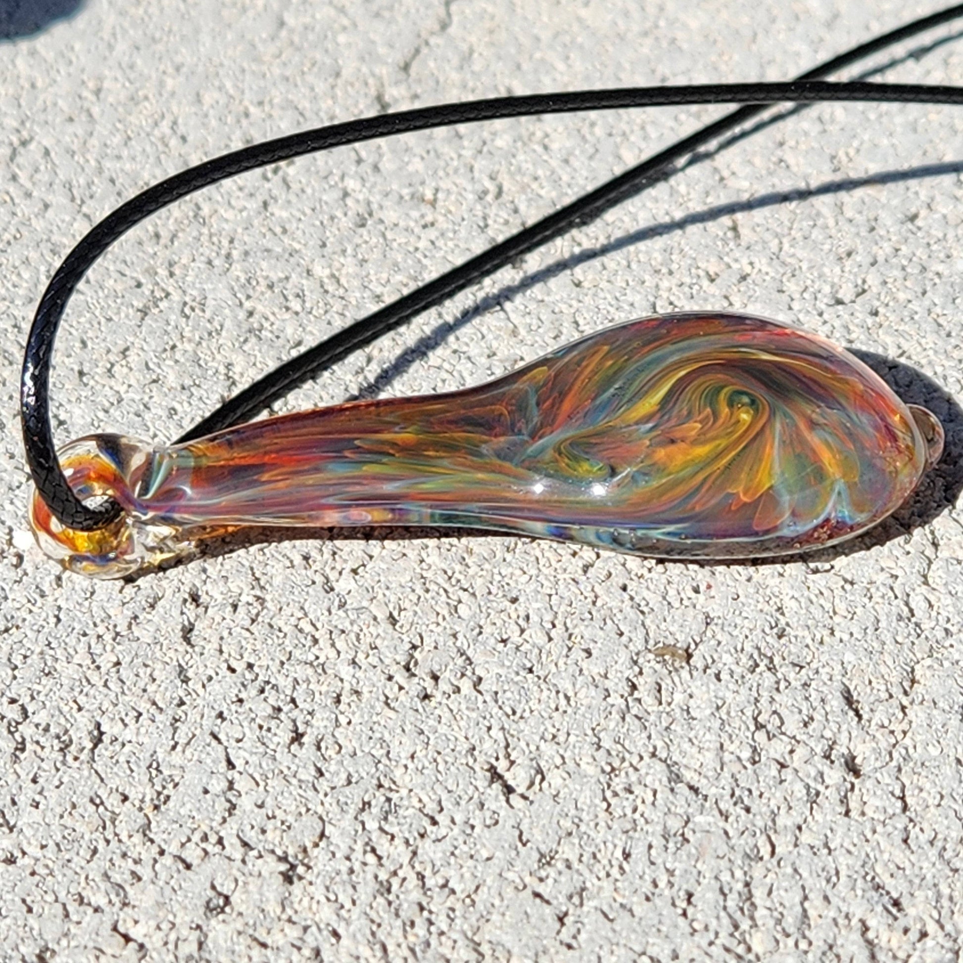 Handmade Heady Glass Tear Drop Pendant Necklace DragonFireGlass