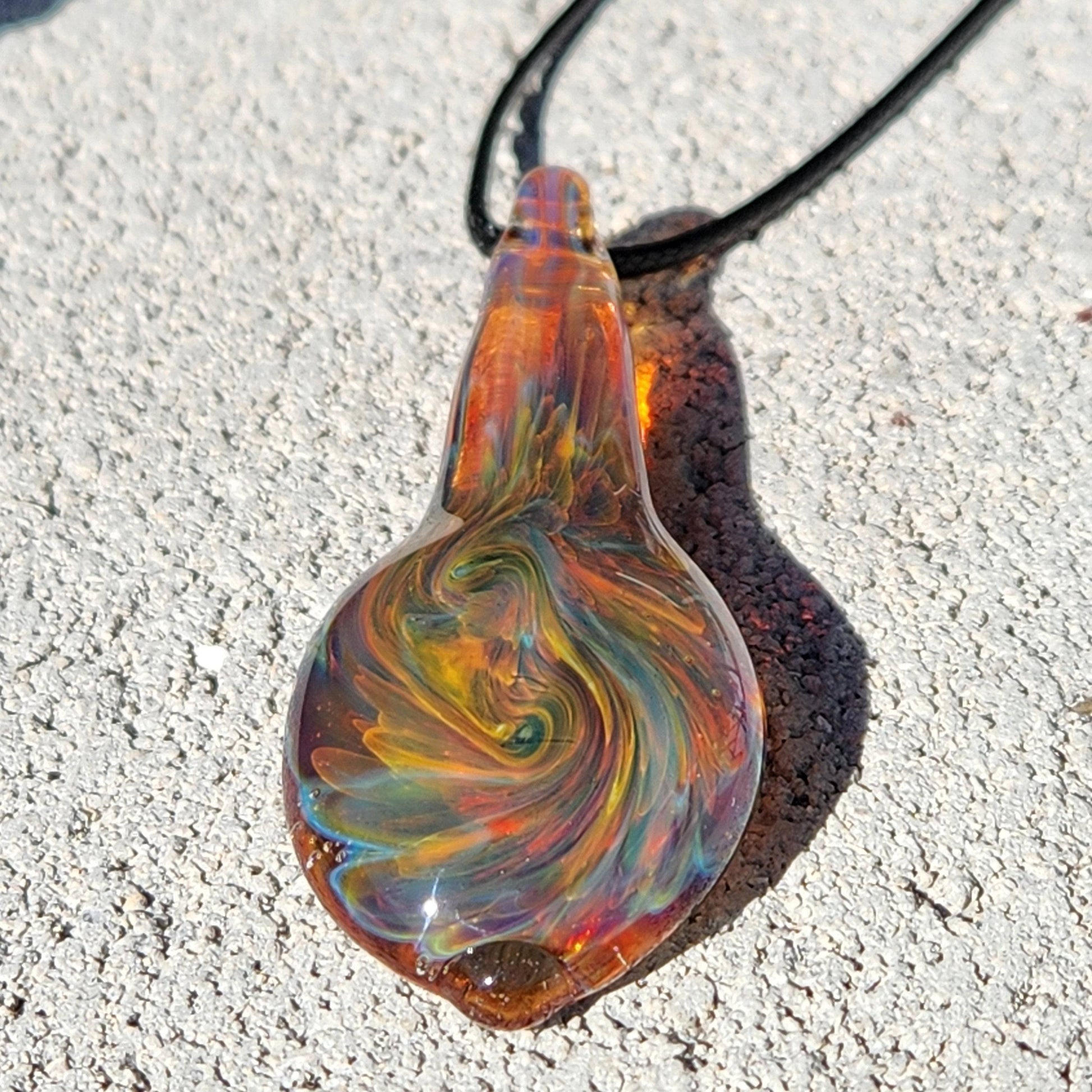 Handmade Heady Glass Tear Drop Pendant Necklace DragonFireGlass