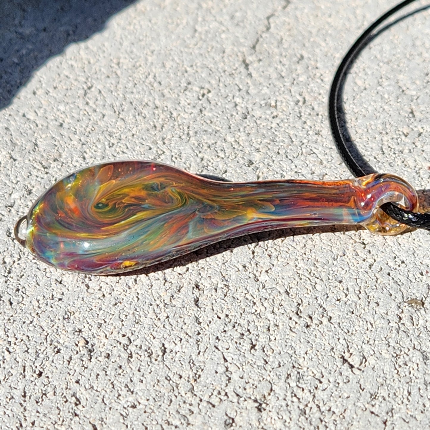 Handmade Heady Glass Tear Drop Pendant Necklace DragonFireGlass