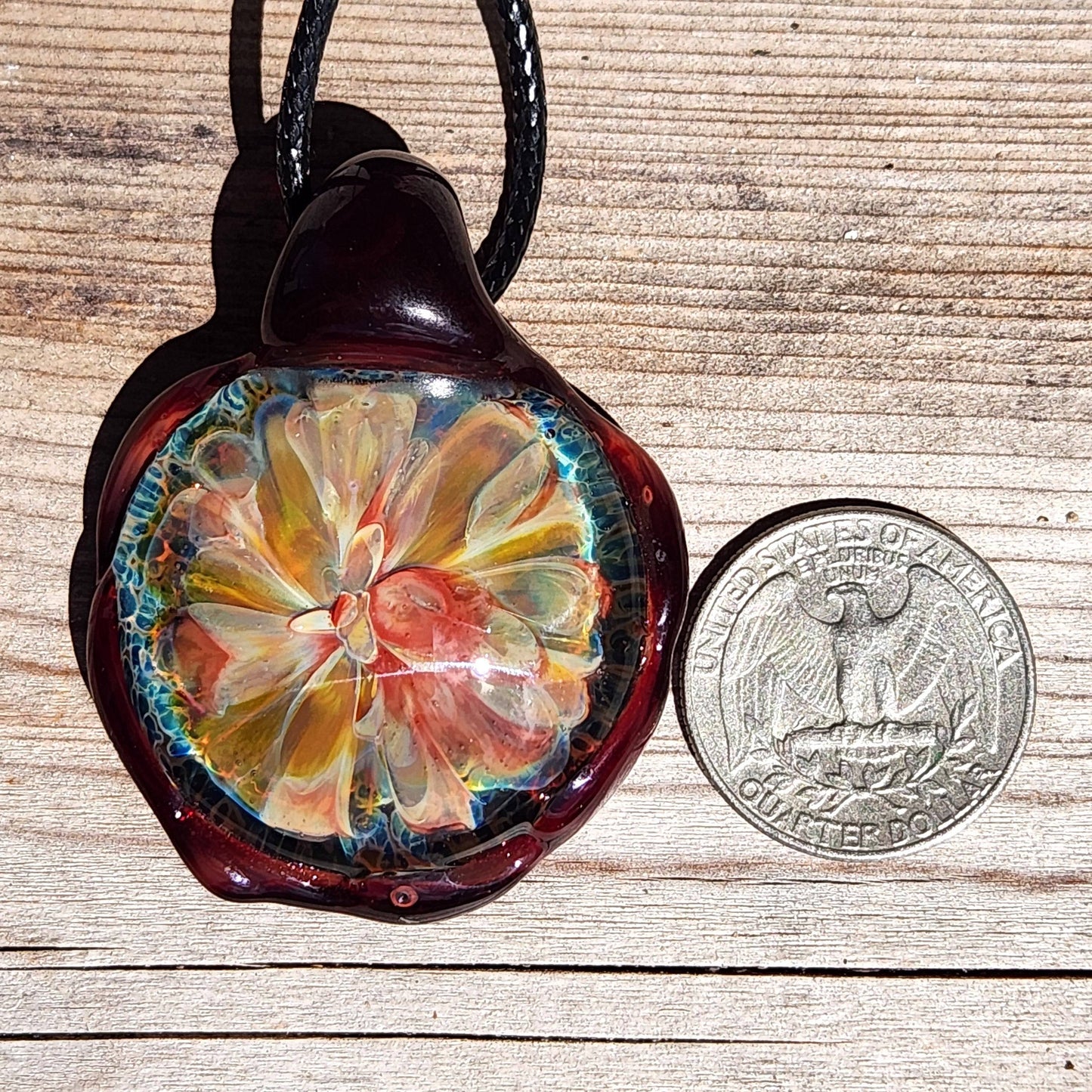 Heady blown glass pendant necklace, Unique birthday gift. DragonFireGlass