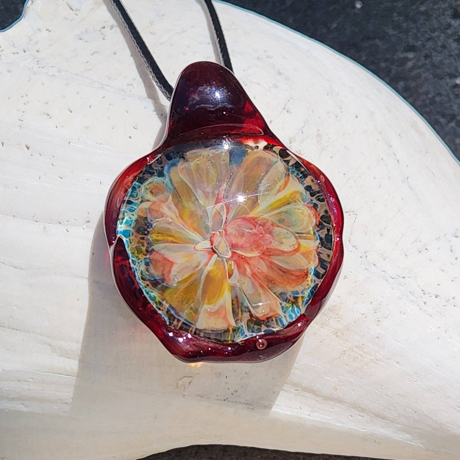 Heady blown glass pendant necklace, Unique birthday gift. DragonFireGlass