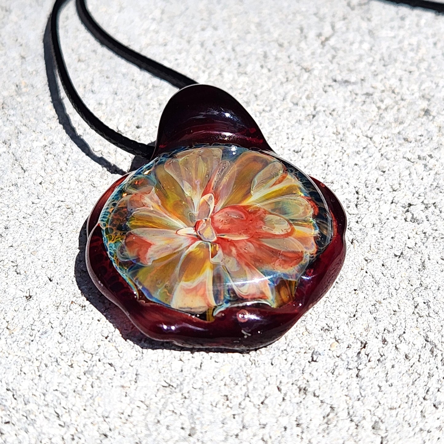 Heady blown glass pendant necklace, Unique birthday gift. DragonFireGlass