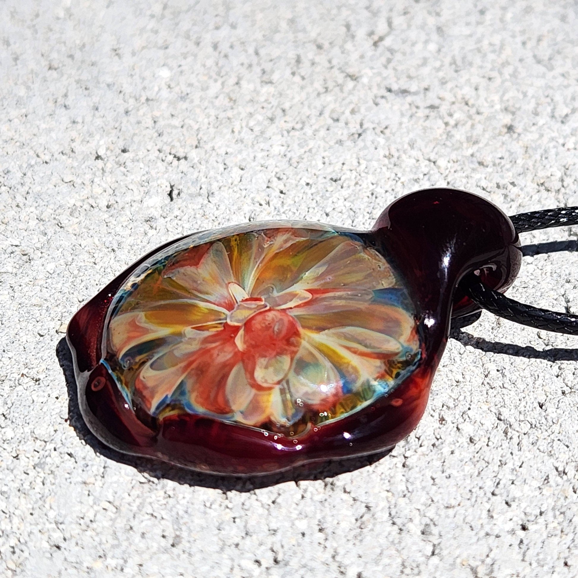 Heady blown glass pendant necklace, Unique birthday gift. DragonFireGlass