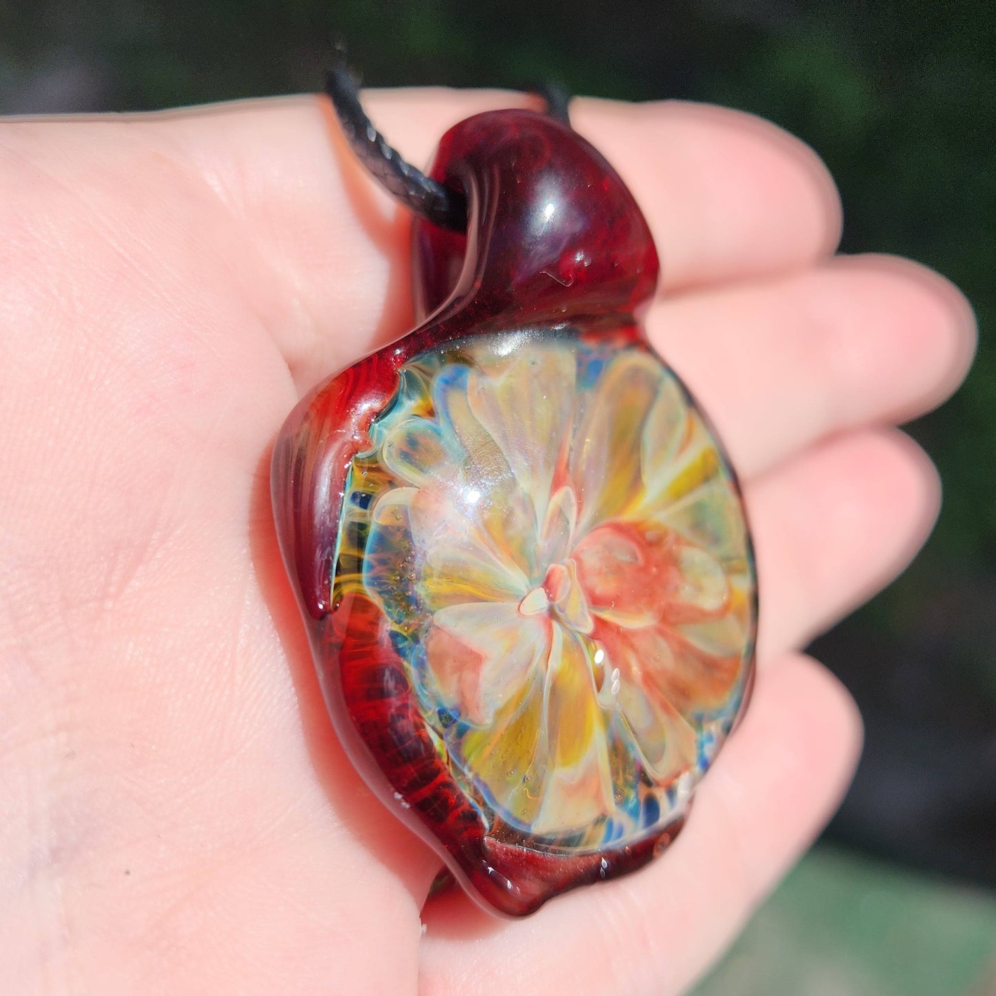 Heady blown glass pendant necklace, Unique birthday gift. DragonFireGlass