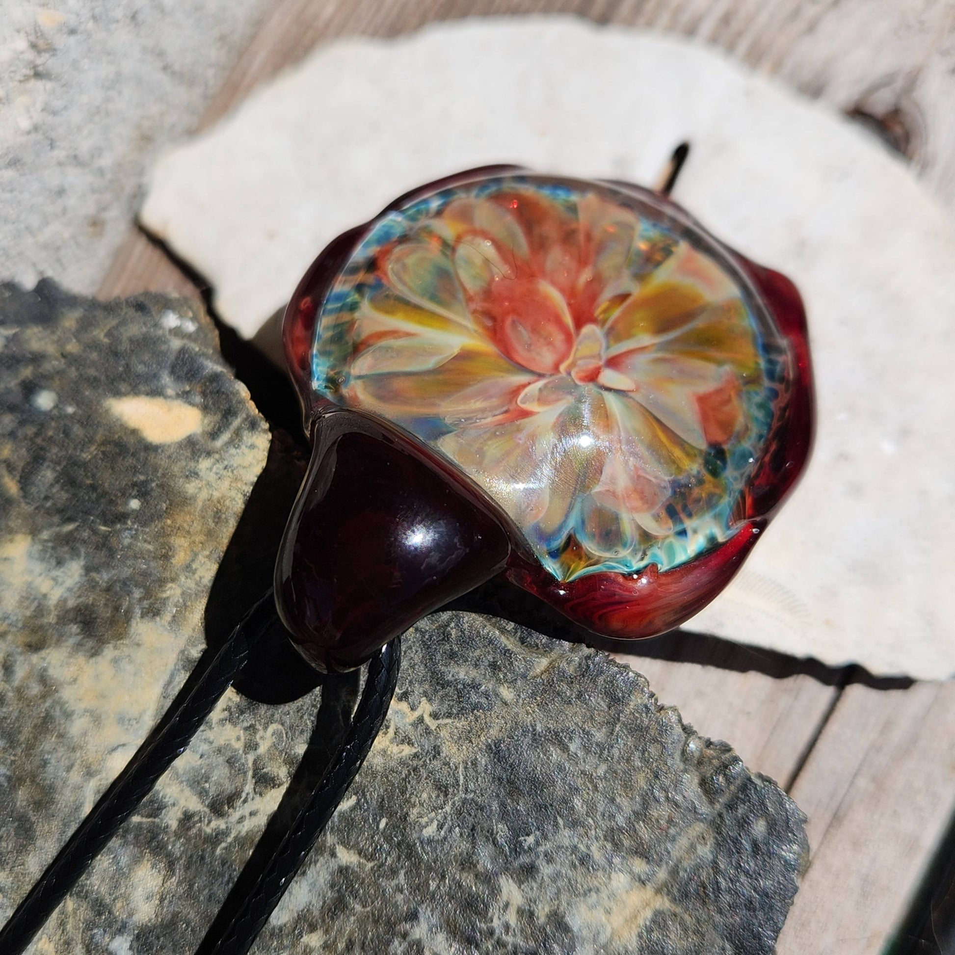 Heady blown glass pendant necklace, Unique birthday gift. DragonFireGlass