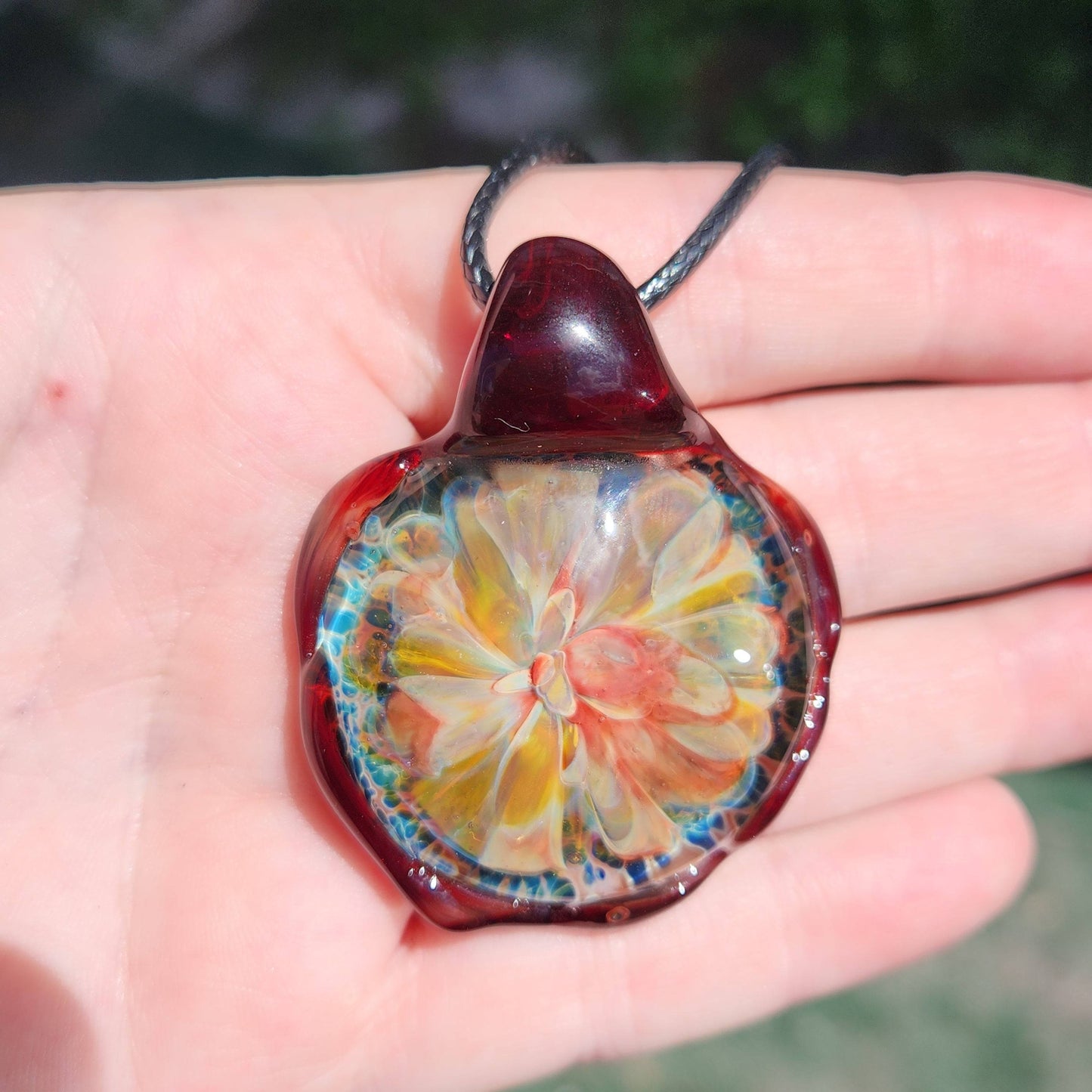 Heady blown glass pendant necklace, Unique birthday gift. DragonFireGlass