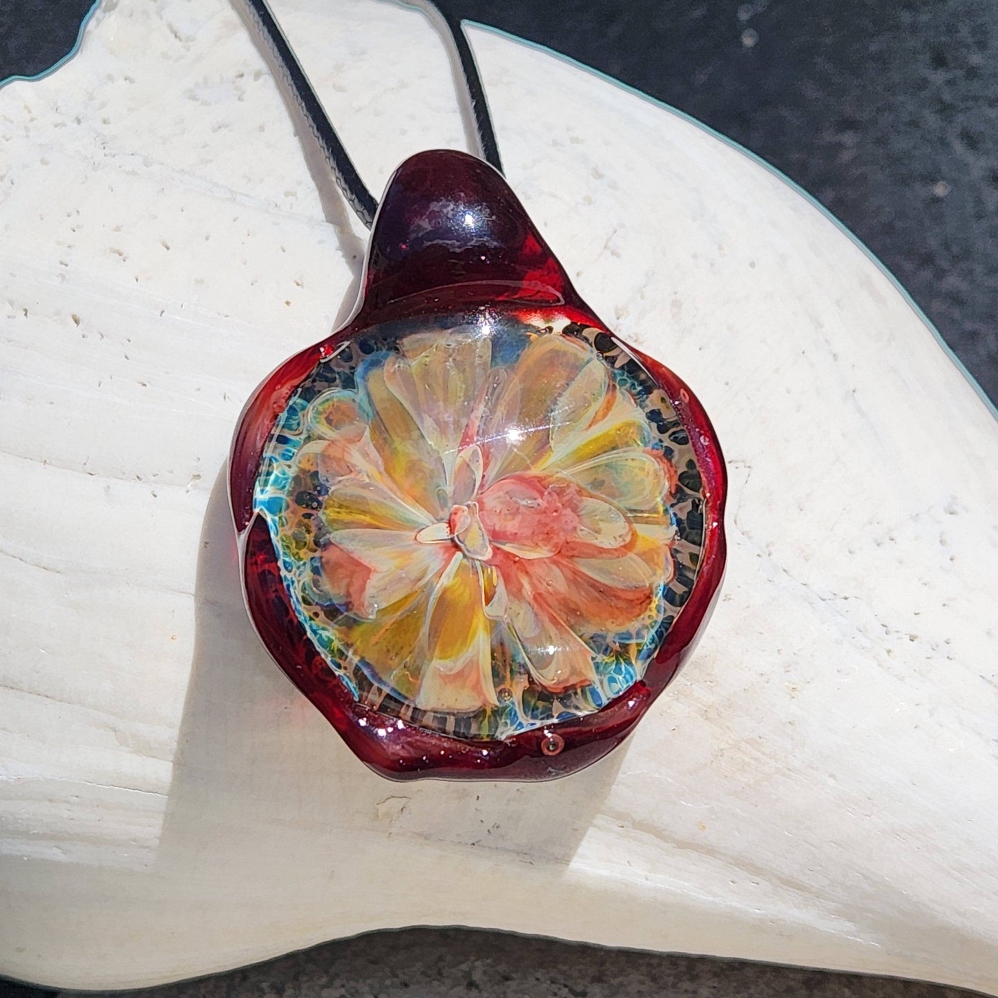 Heady blown glass pendant necklace, Unique birthday gift. DragonFireGlass