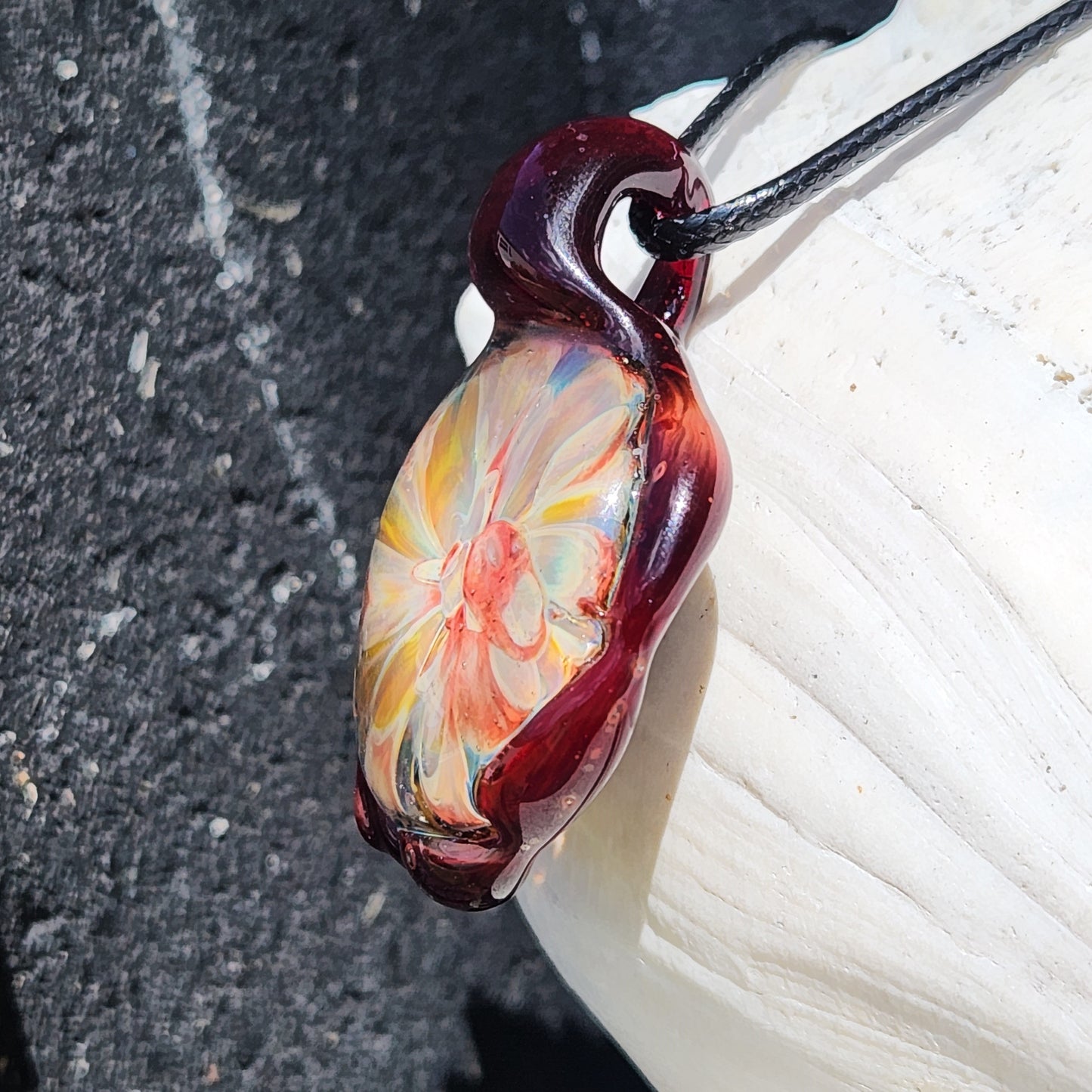 Heady blown glass pendant necklace, Unique birthday gift. DragonFireGlass