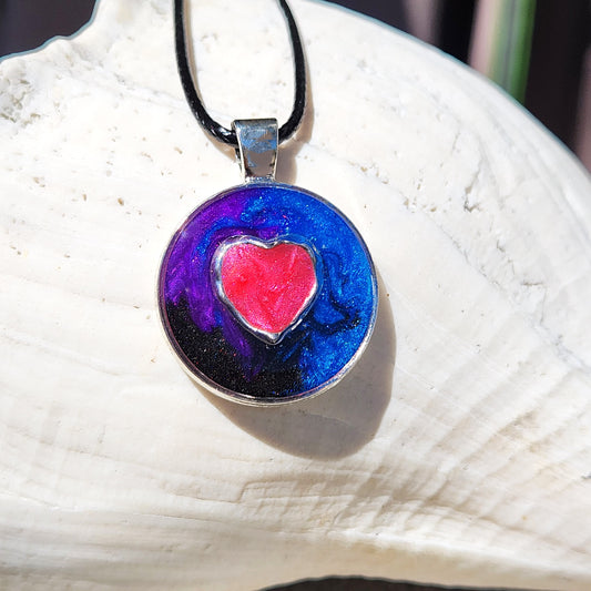 Heartfelt Love Resin Pendant with Heart-Shaped Insert DragonFireGlass