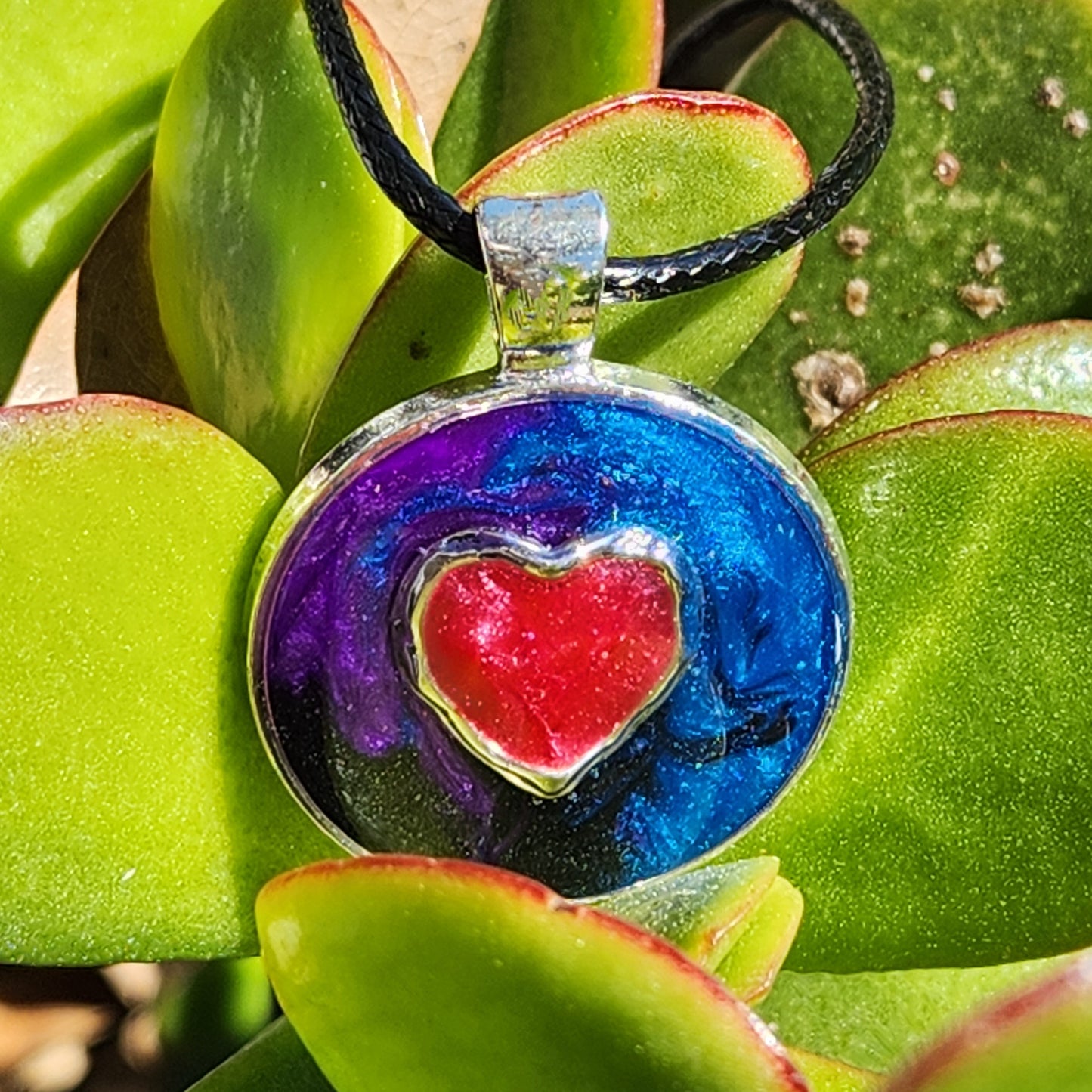 Heartfelt Love Resin Pendant with Heart-Shaped Insert DragonFireGlass