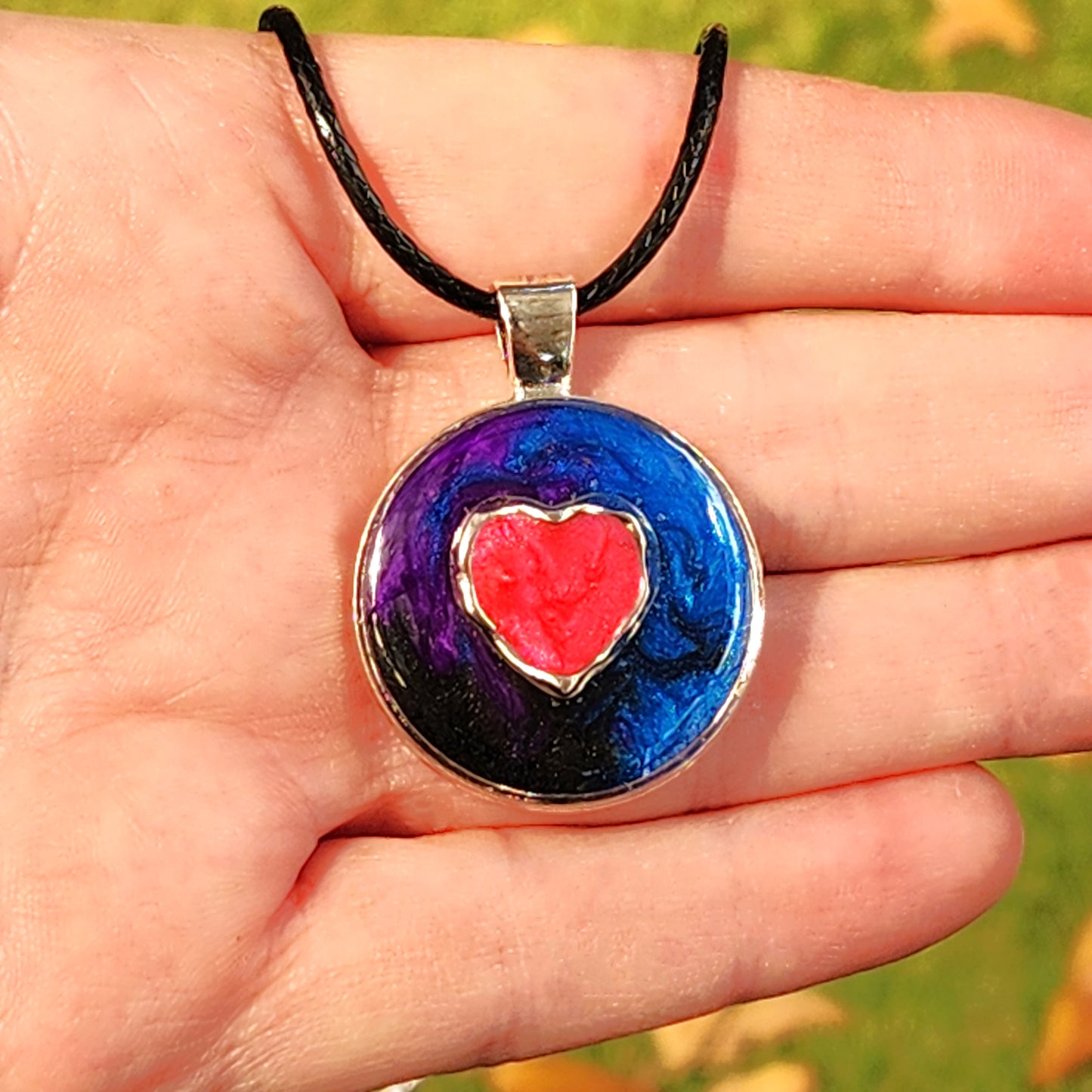 Heartfelt Love Resin Pendant with Heart-Shaped Insert DragonFireGlass