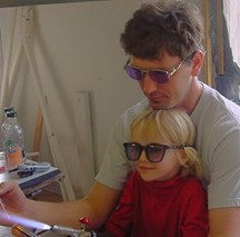 Jay glassblowing with his daughter Lizzie