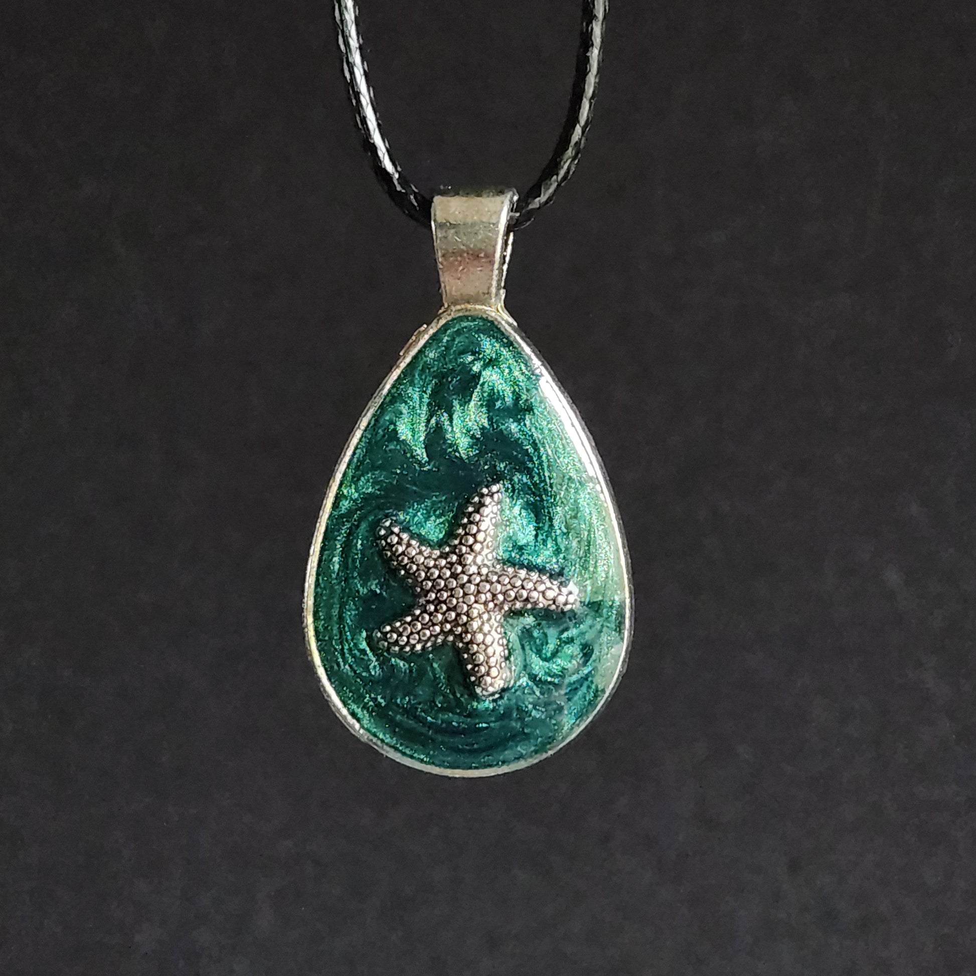 Ocean Charm Resin Pendant with Starfish DragonFireGlass