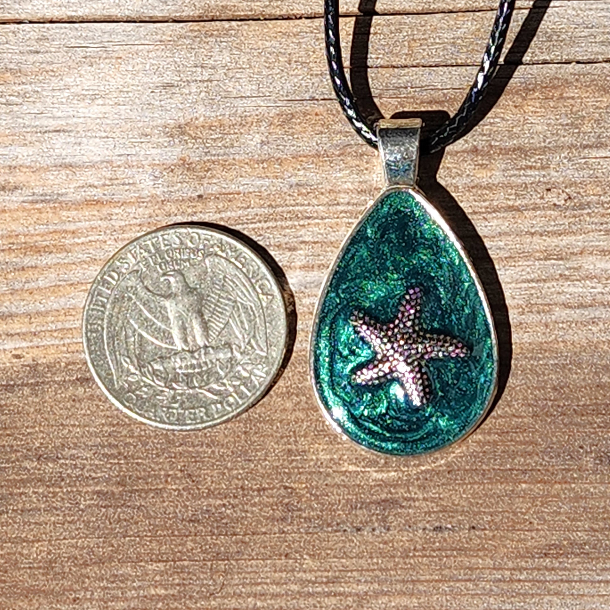 Ocean Charm Resin Pendant with Starfish DragonFireGlass