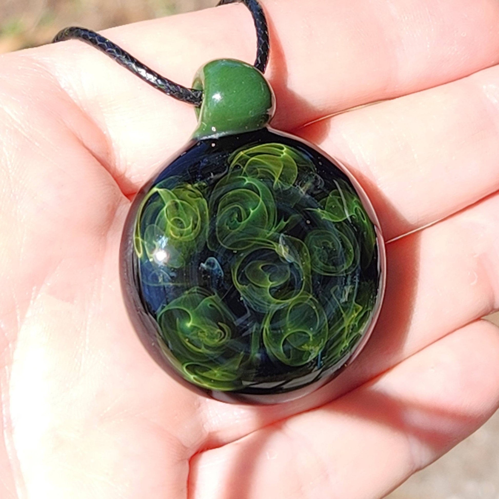 Ocean heady glass pendant necklace DragonFireGlass