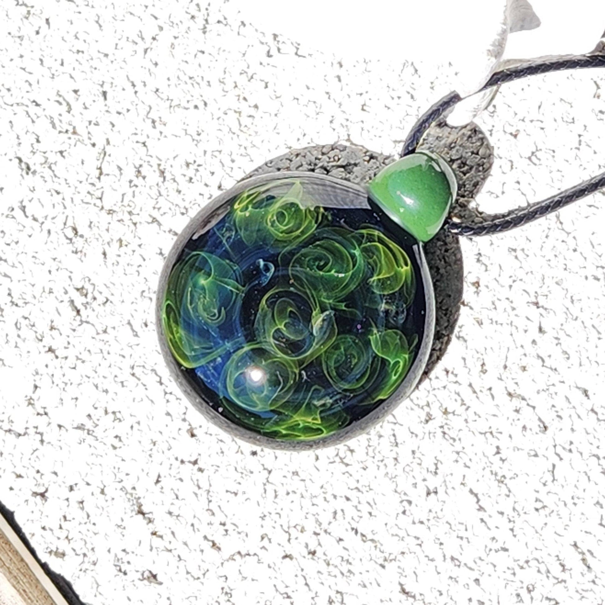 Ocean heady glass pendant necklace DragonFireGlass