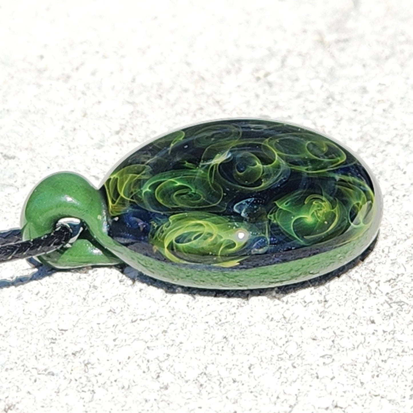 Ocean heady glass pendant necklace DragonFireGlass