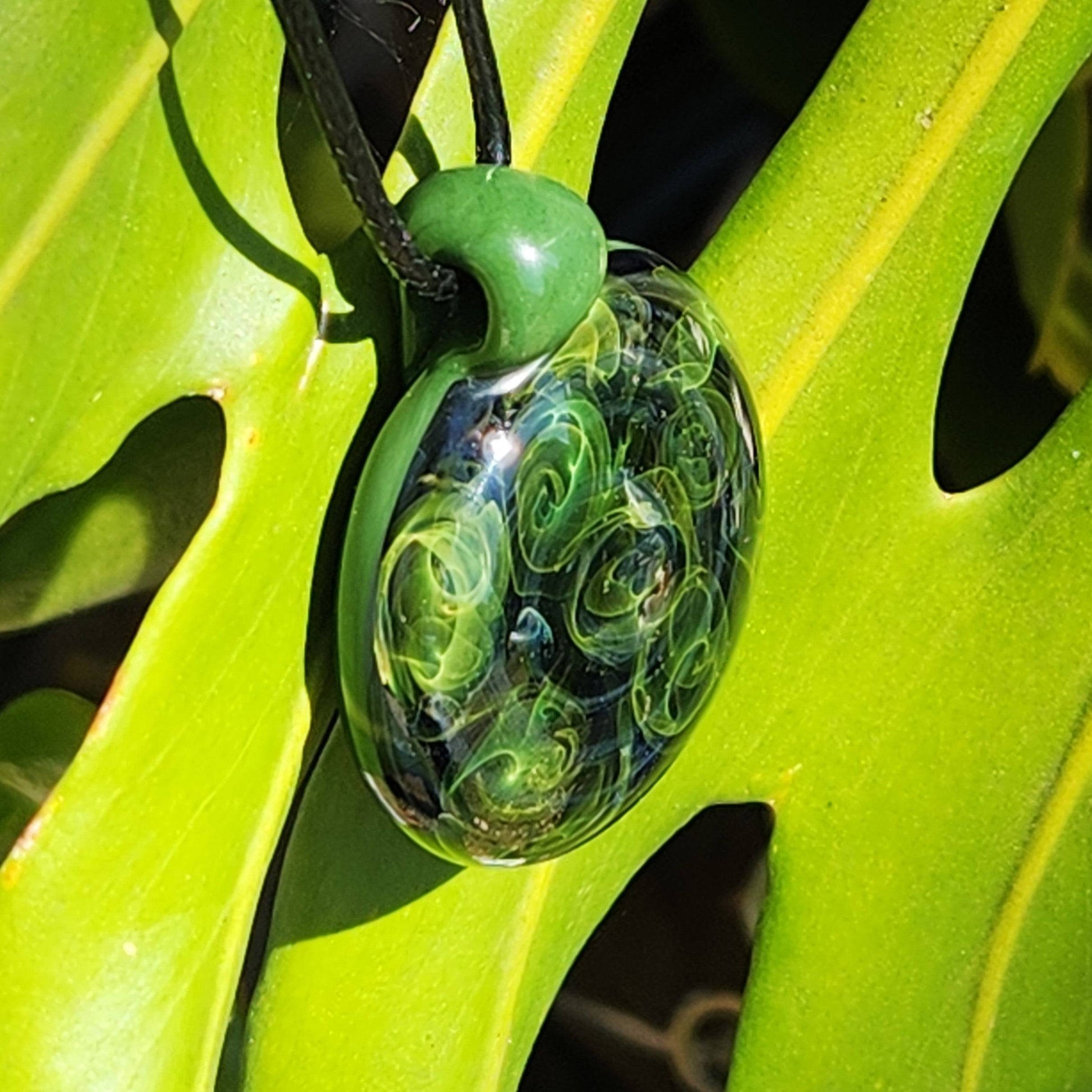 Ocean heady glass pendant necklace DragonFireGlass