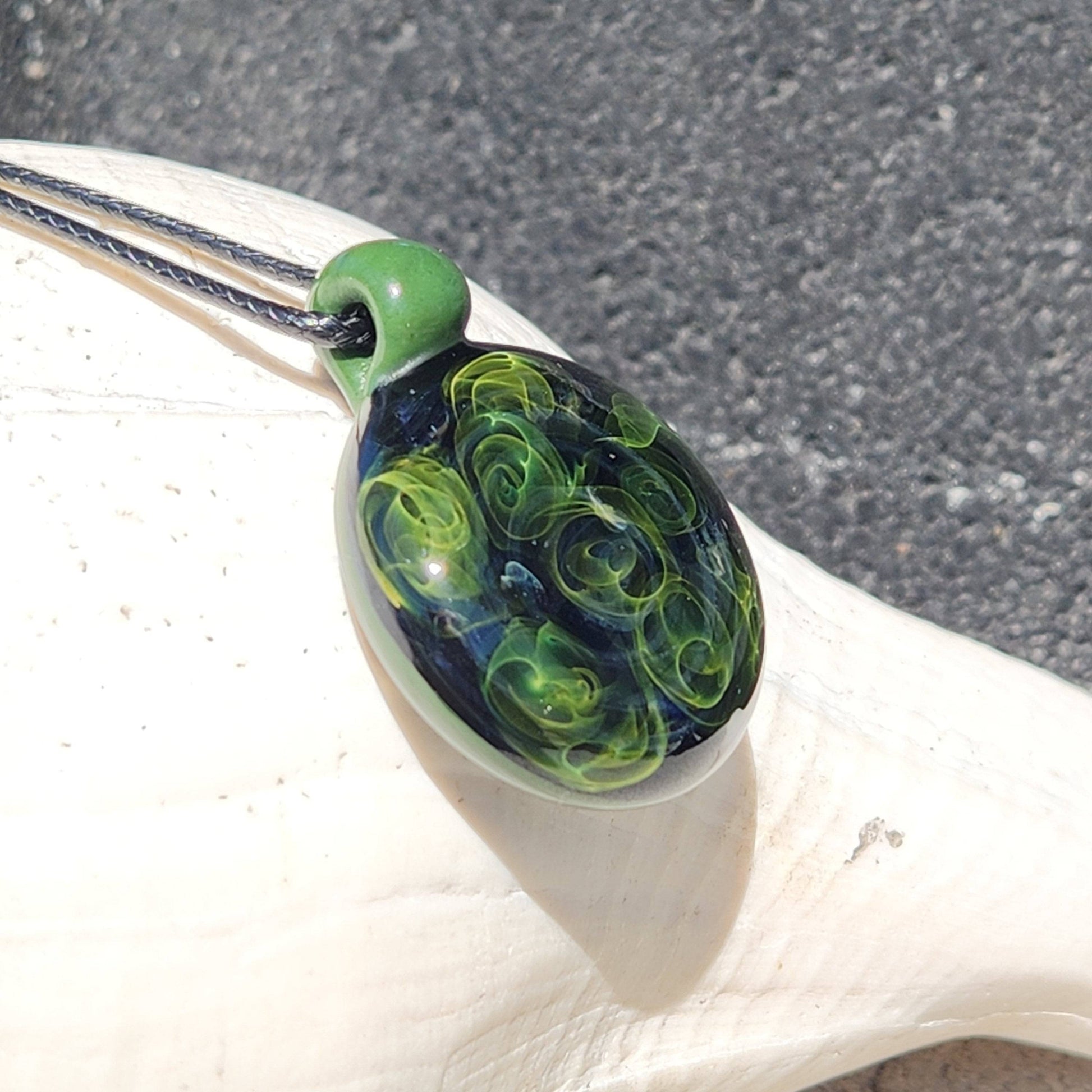 Ocean heady glass pendant necklace DragonFireGlass