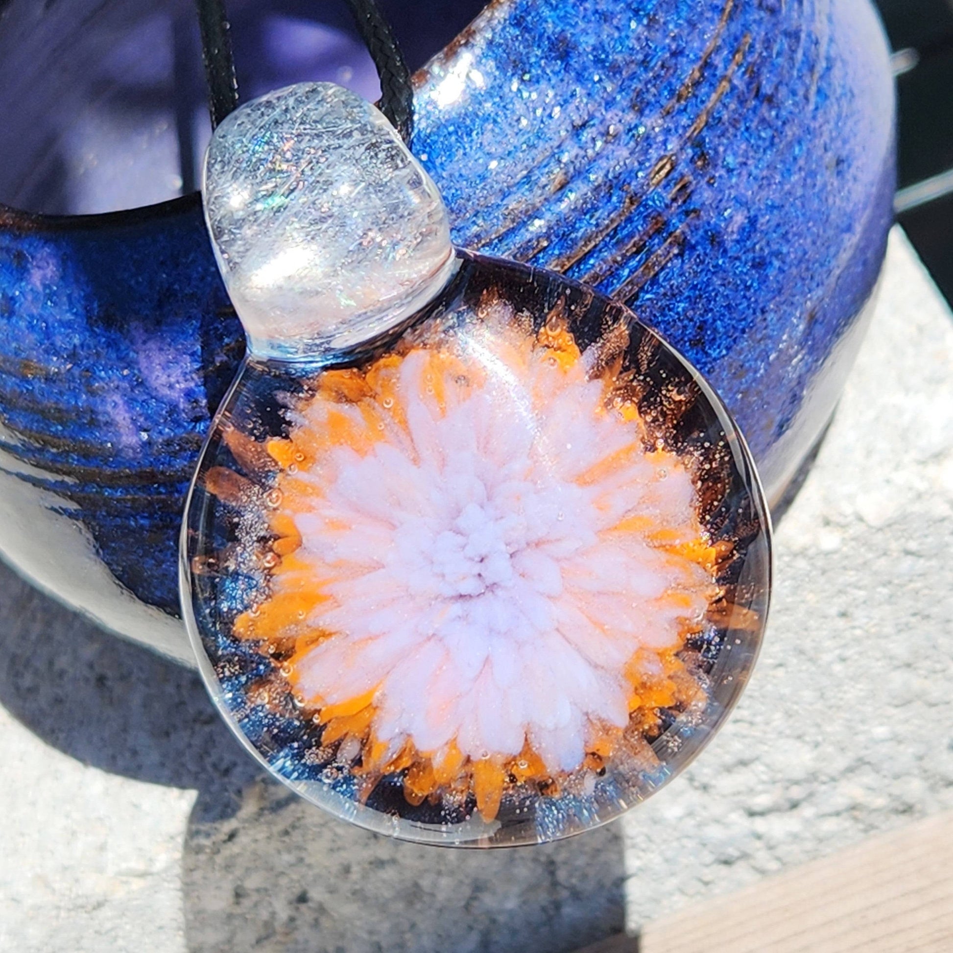 One of a Kind Blown Glass Pendant DragonFireGlass