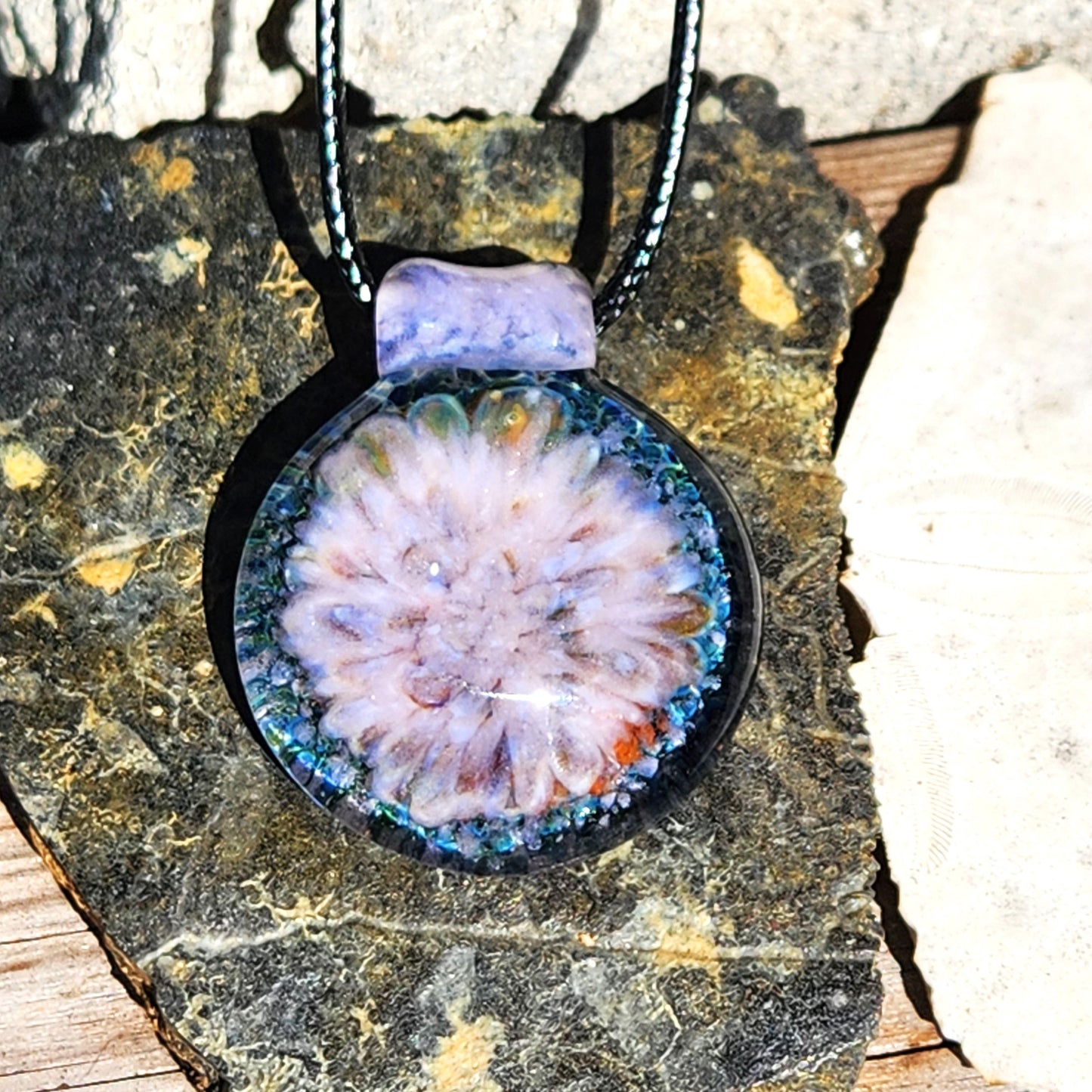 Pink Glass Jewelry Handblown Borosilicate Pendant Handmade DragonFireGlass
