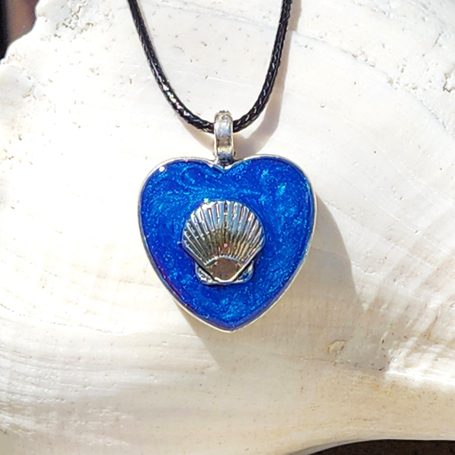 Seashell Serenity Resin Pendant with Summer Vibes DragonFireGlass