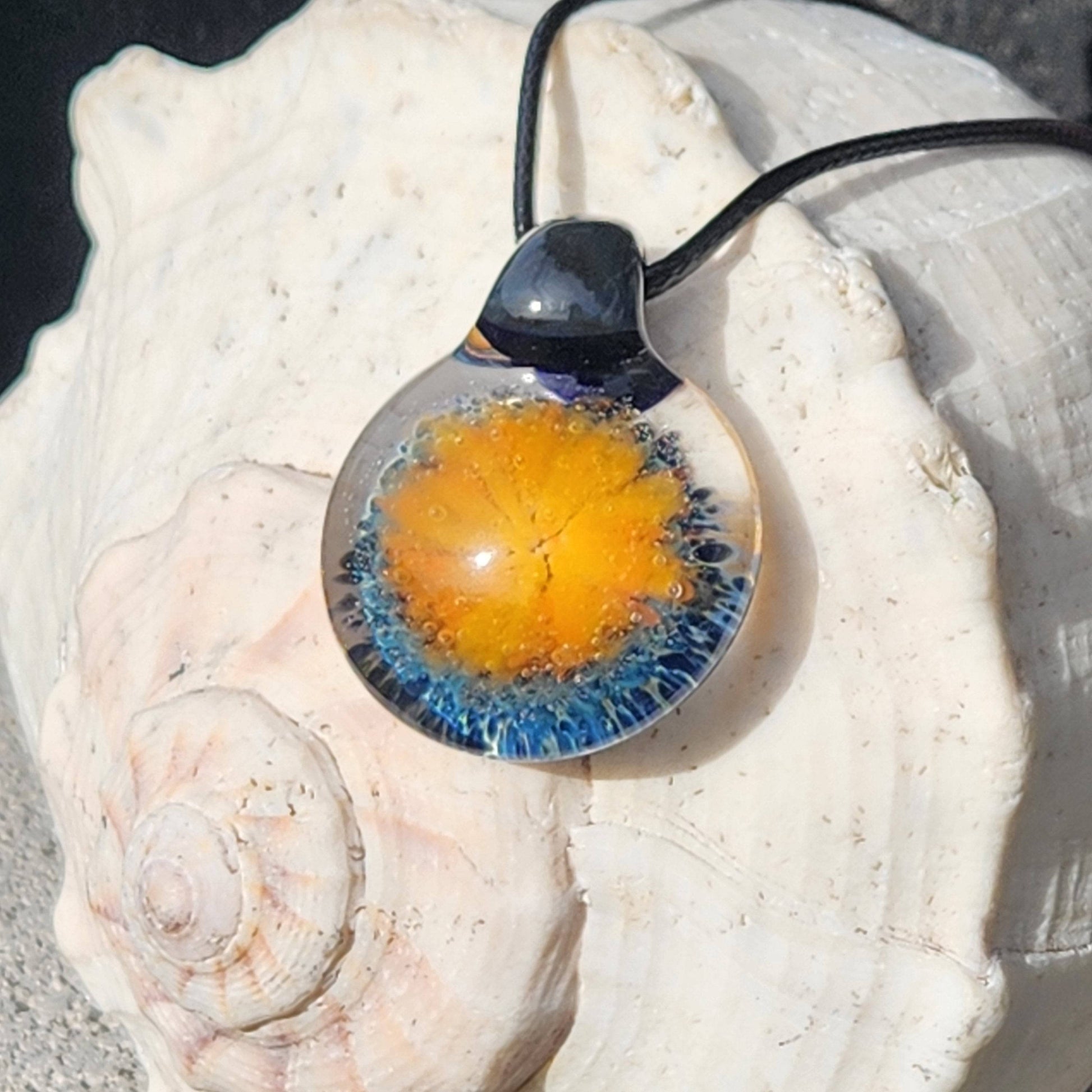 Small Blown Glass flower Pendant DragonFireGlass