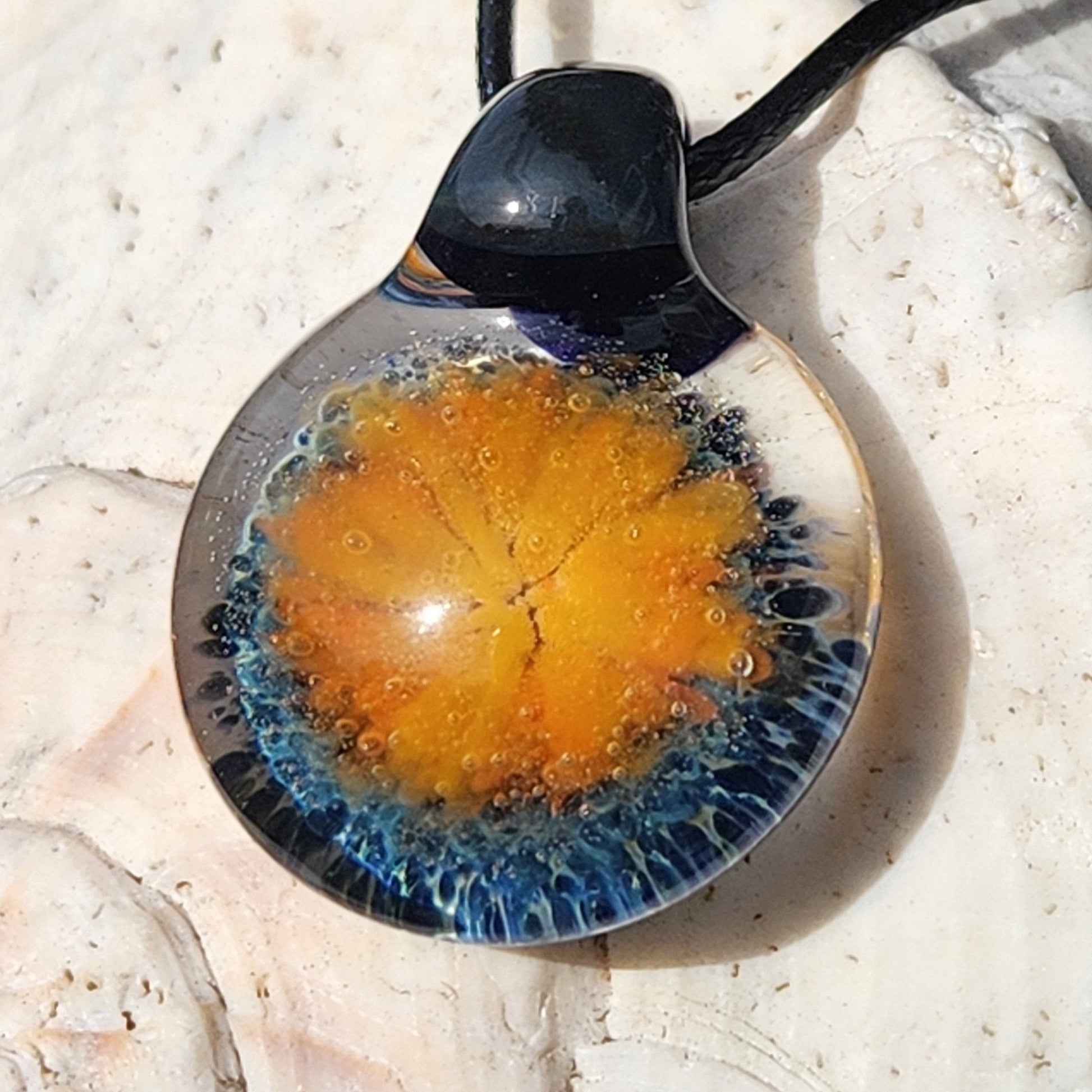 Small Blown Glass flower Pendant DragonFireGlass