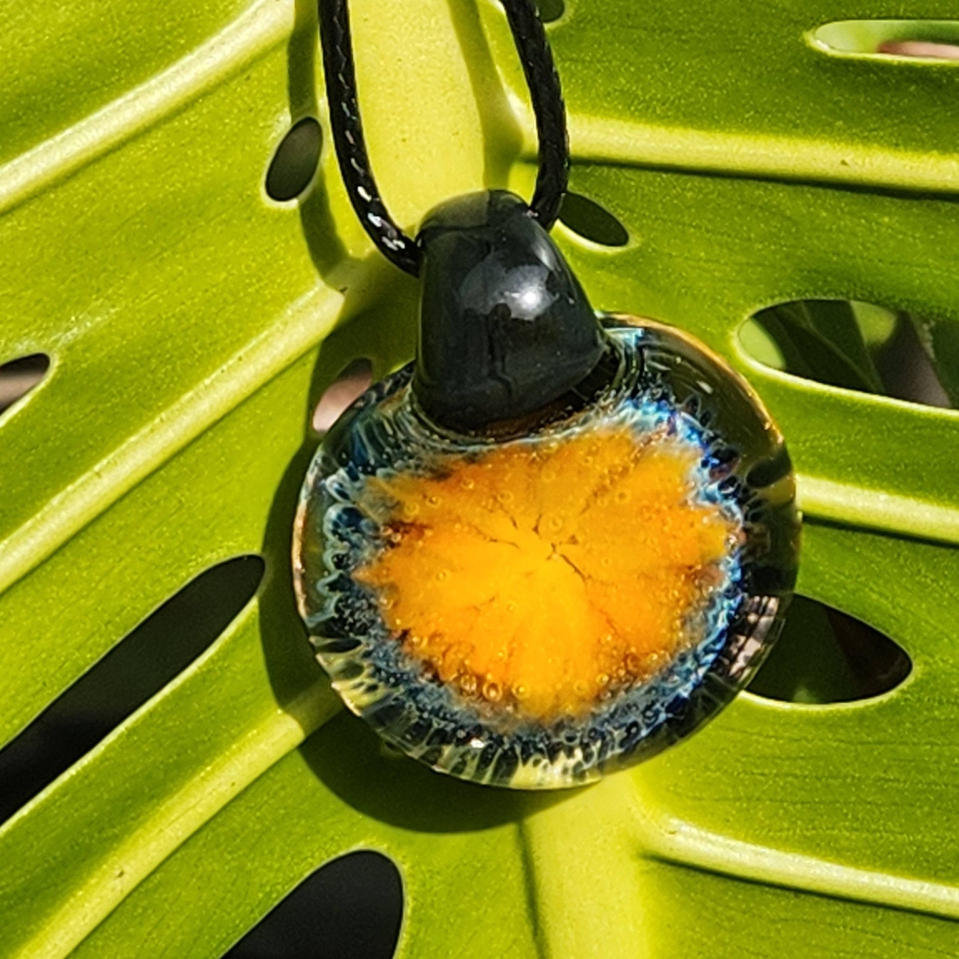 Small Blown Glass flower Pendant DragonFireGlass