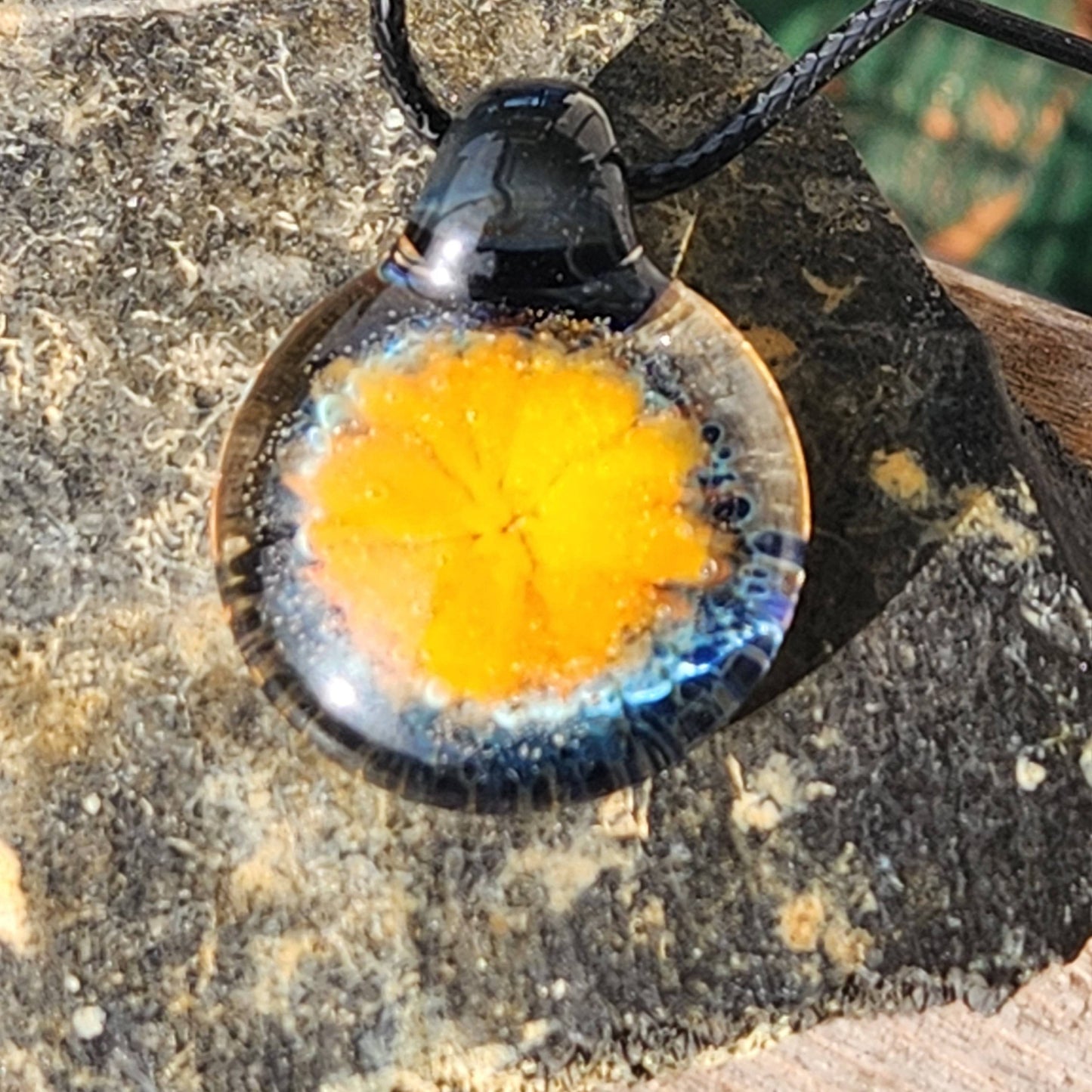 Small Blown Glass flower Pendant DragonFireGlass