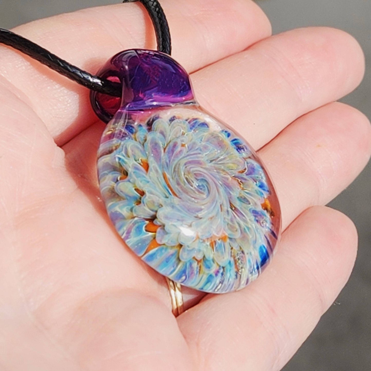 Small Handmade Jewelry, Blown Glass Pendant Necklace DragonFireGlass