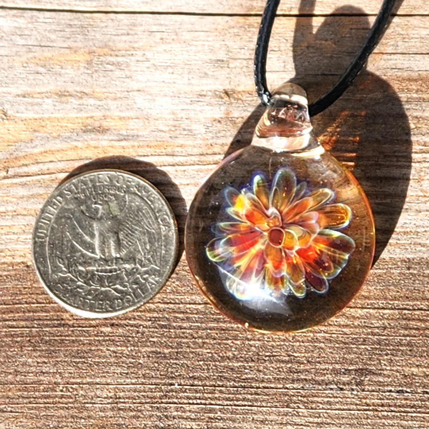 Small Unique and Eye-Catching Trippy Glass Pendant DragonFireGlass