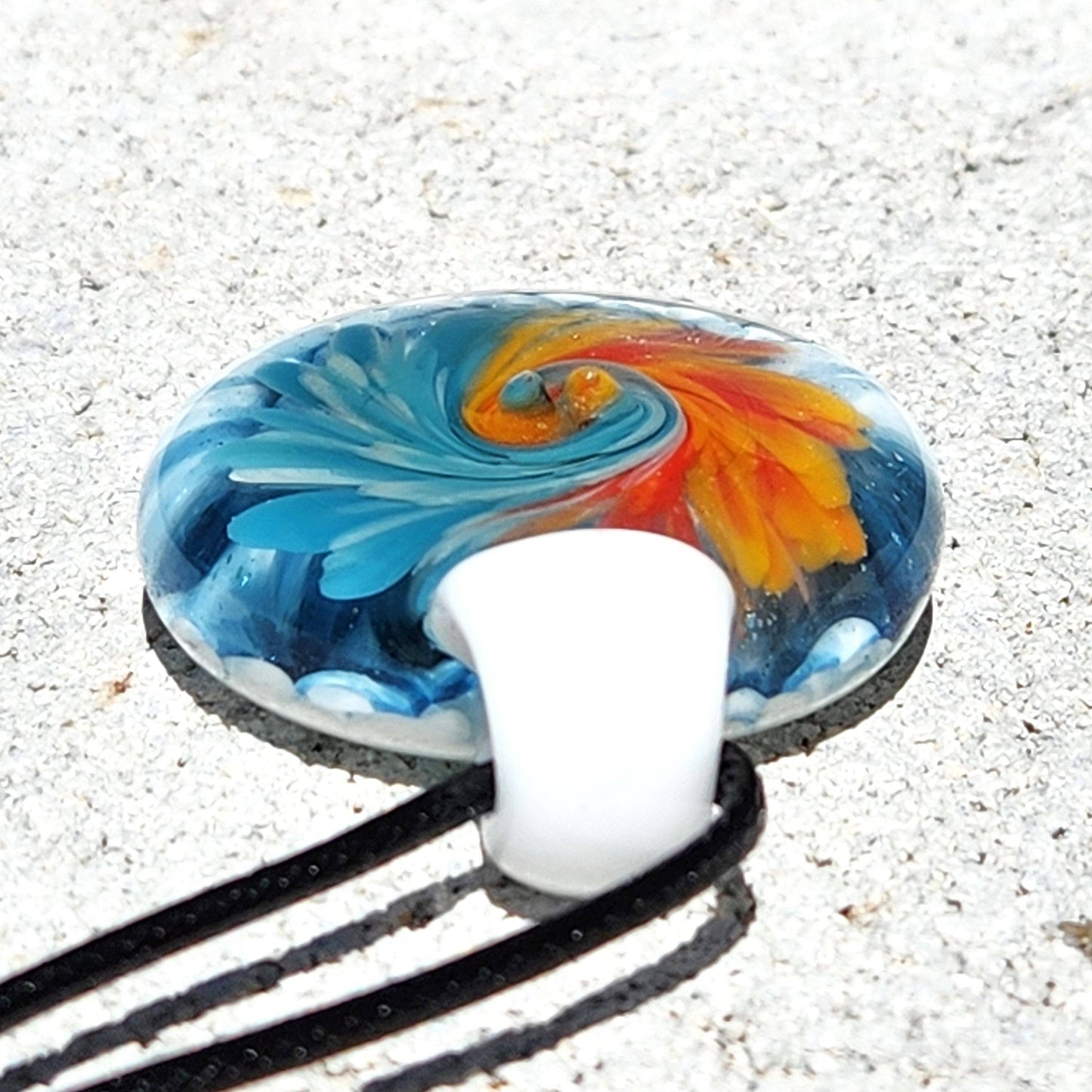 Sunset Swirl Blown Glass Pendant - Sunset Caught in Waves DragonFireGlass