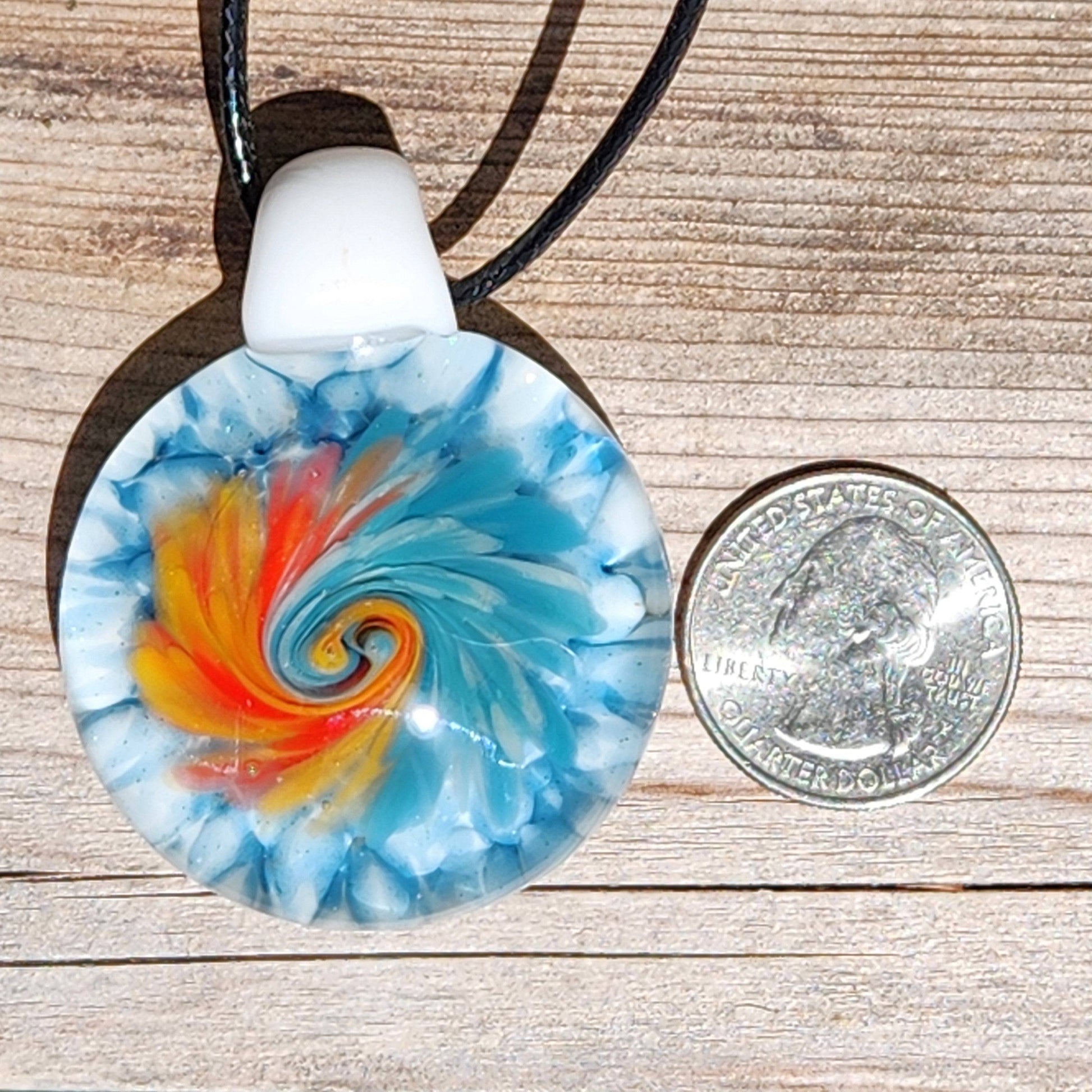 Sunset Swirl Blown Glass Pendant - Sunset Caught in Waves DragonFireGlass